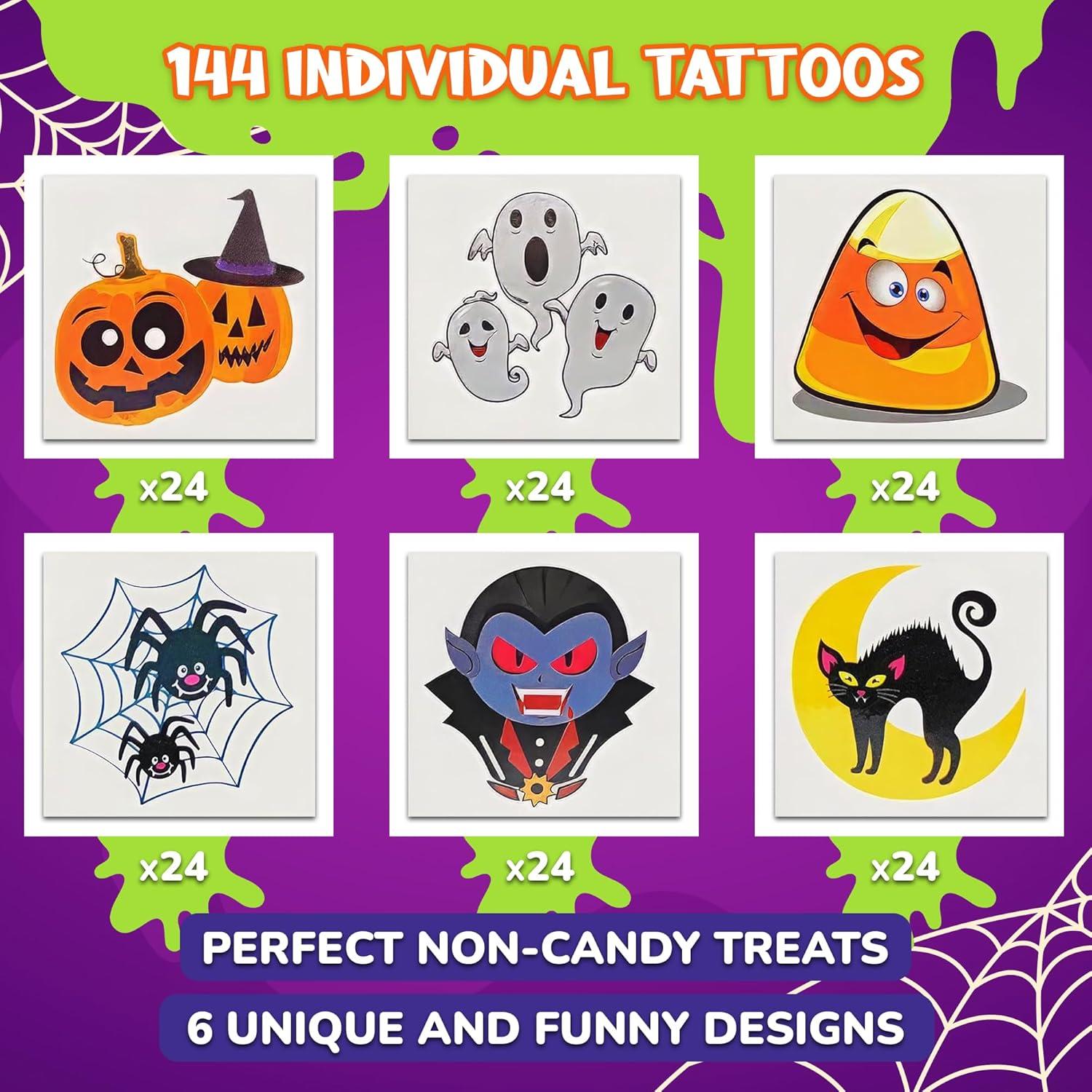 Tatuajes Temporales Halloween ArtCreativity 144 Piezas 5.08 cm