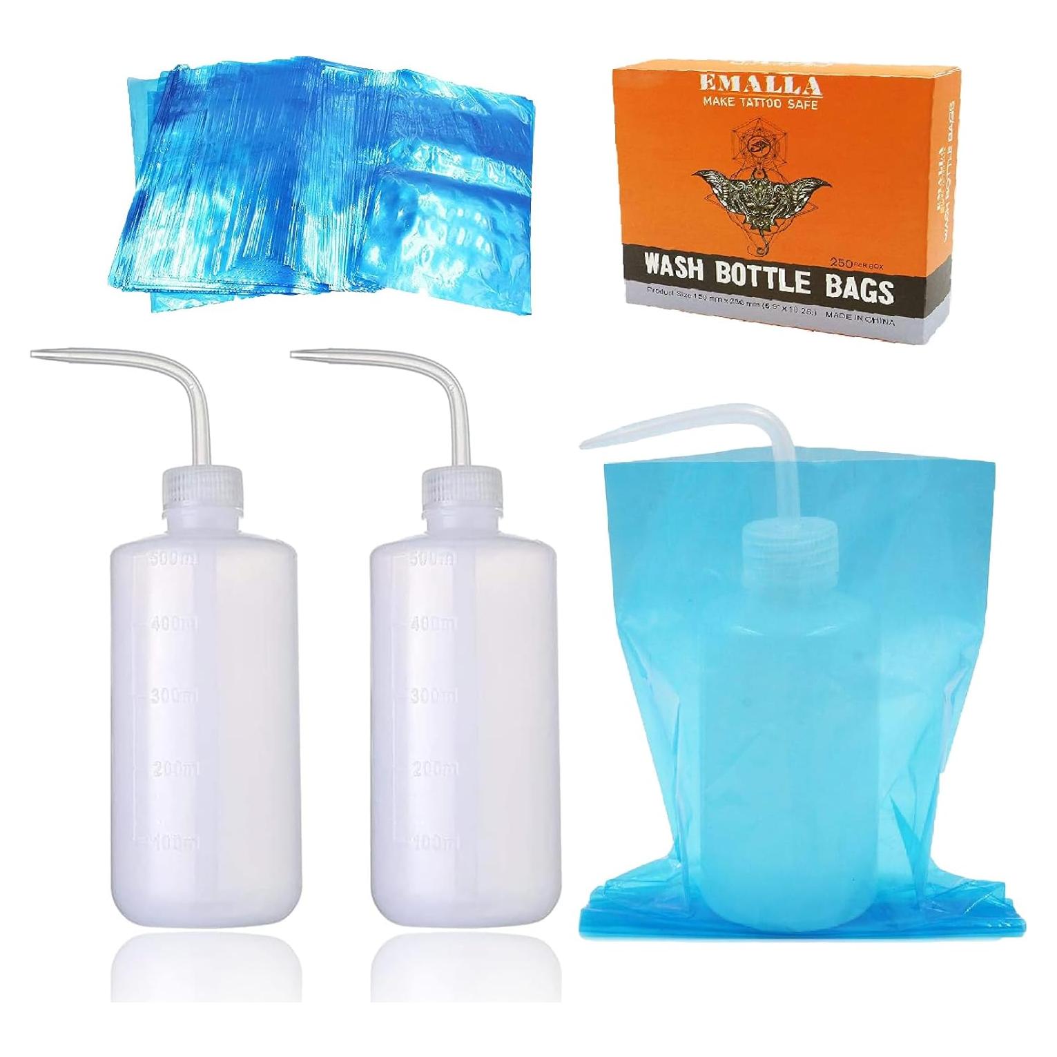 Botellas de Lavado de Tatuaje SOTICA 500ml + 250 Bolsas Desechables