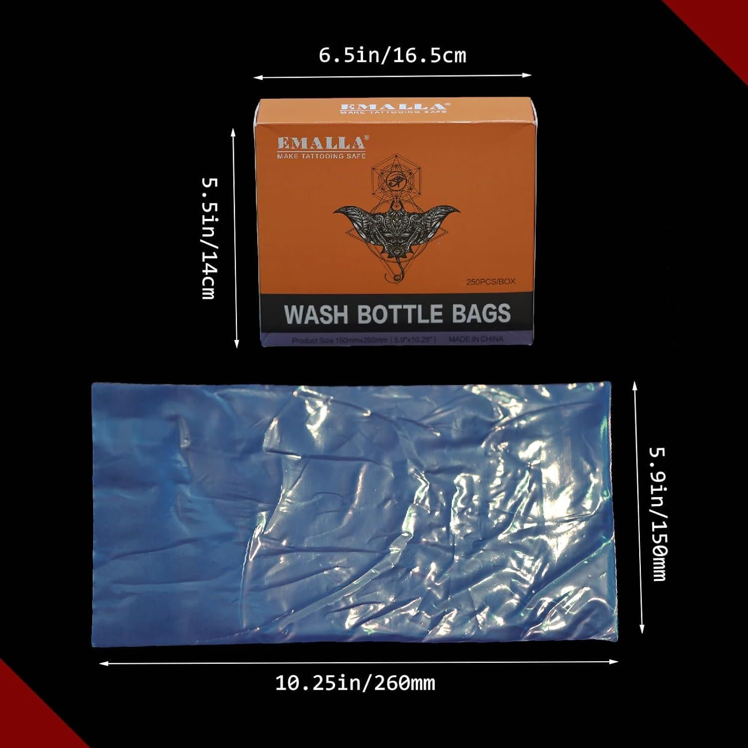 Botellas de Lavado de Tatuaje SOTICA 500ml + 250 Bolsas Desechables