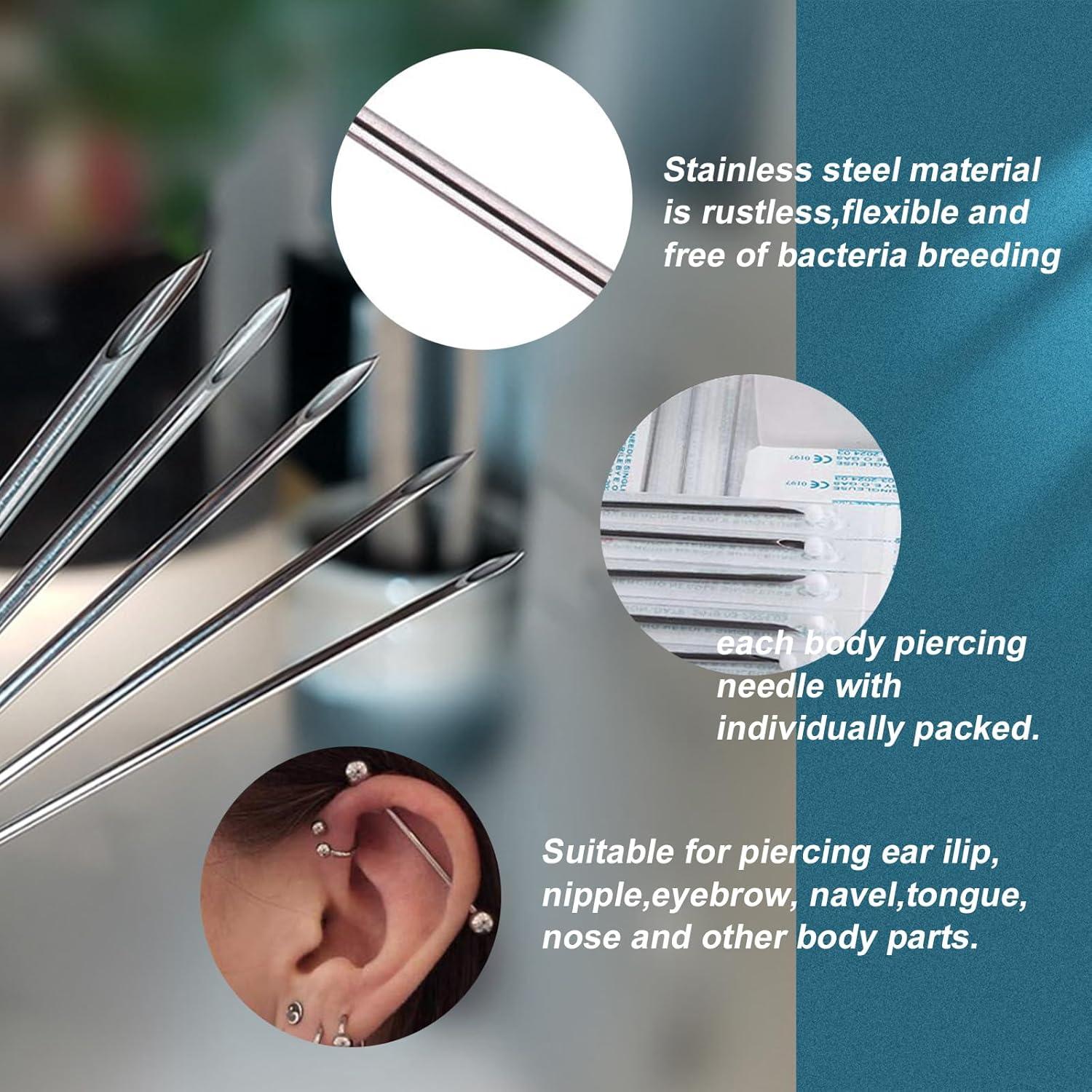 Kit de Agujas de Piercing 100 Pcs Yugui 12G 14G 16G 18G 20G