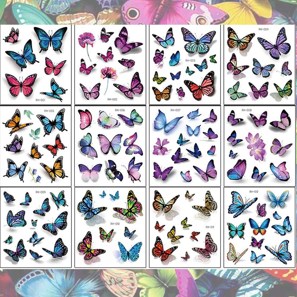 Tatuajes Temporales de Mariposa Ooopsi - 110 Pcs 3D Coloridos