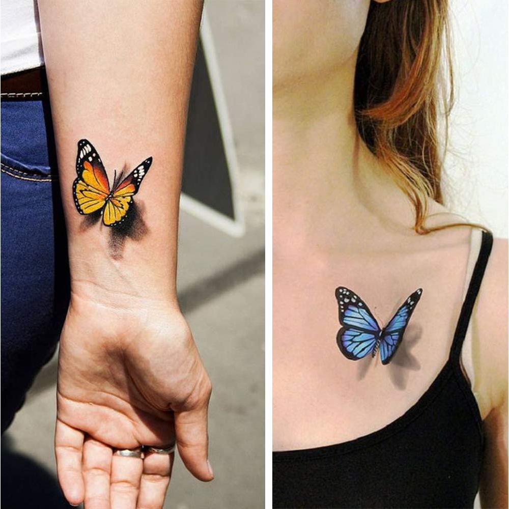Tatuajes Temporales de Mariposa Ooopsi - 110 Pcs 3D Coloridos