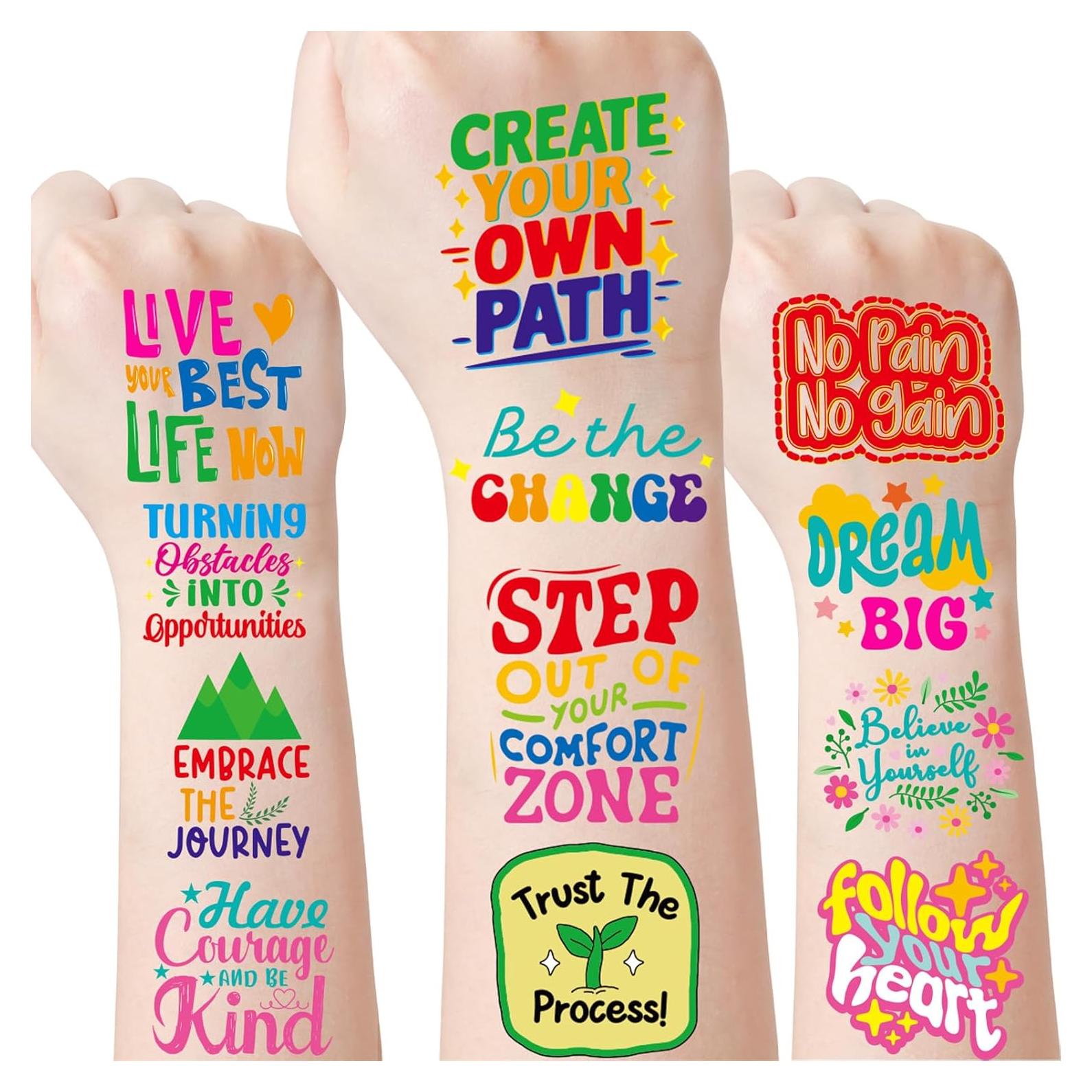 Tatuajes Temporales Motivacionales INCOK - 280 Diseños 8 Hojas