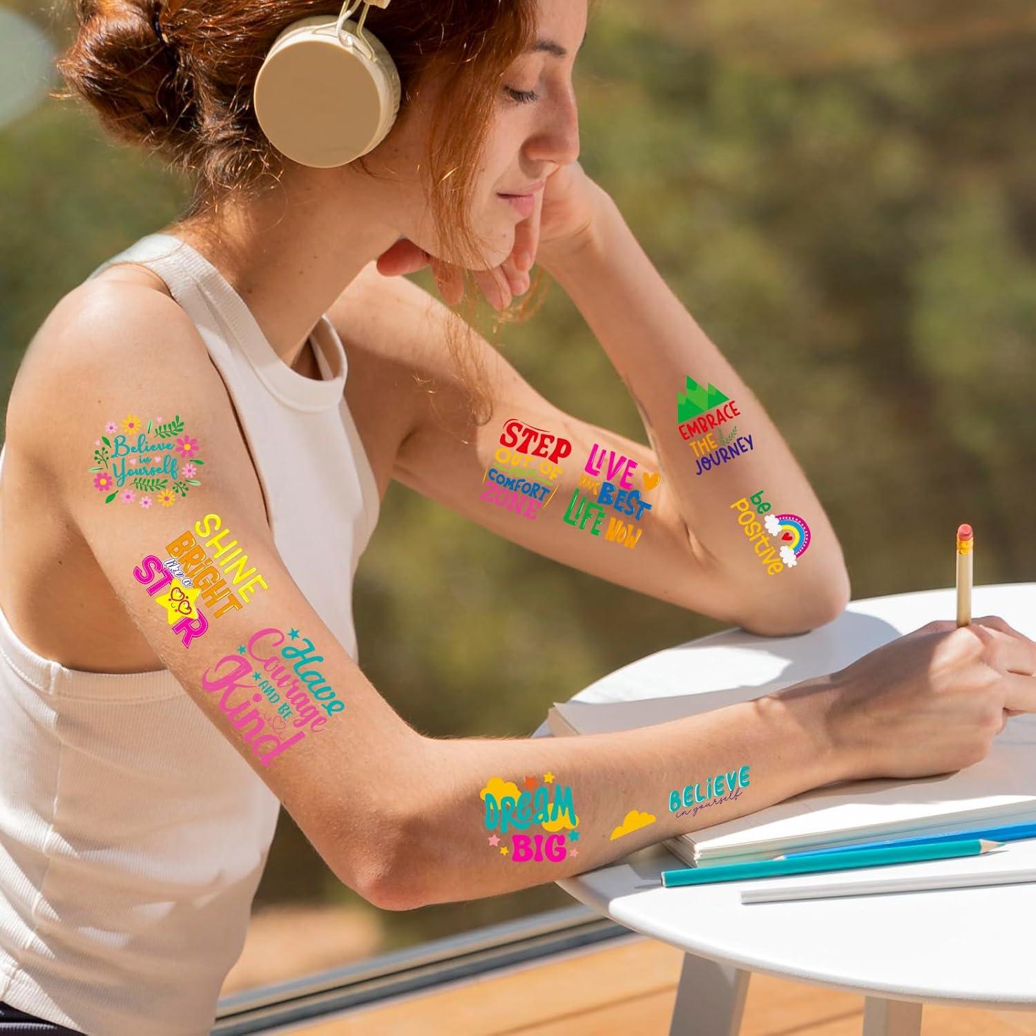 Tatuajes Temporales Motivacionales INCOK - 280 Diseños 8 Hojas