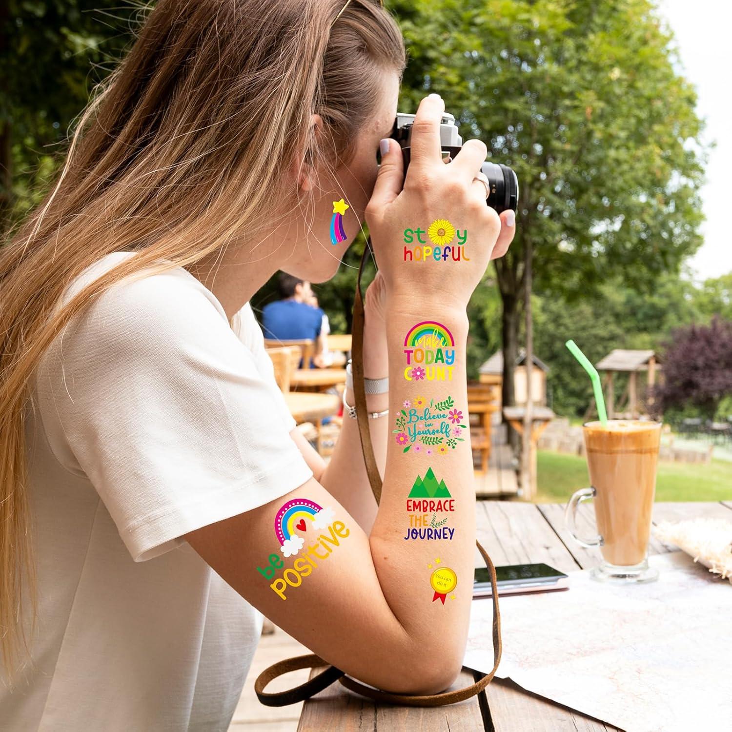 Tatuajes Temporales Motivacionales INCOK - 280 Diseños 8 Hojas