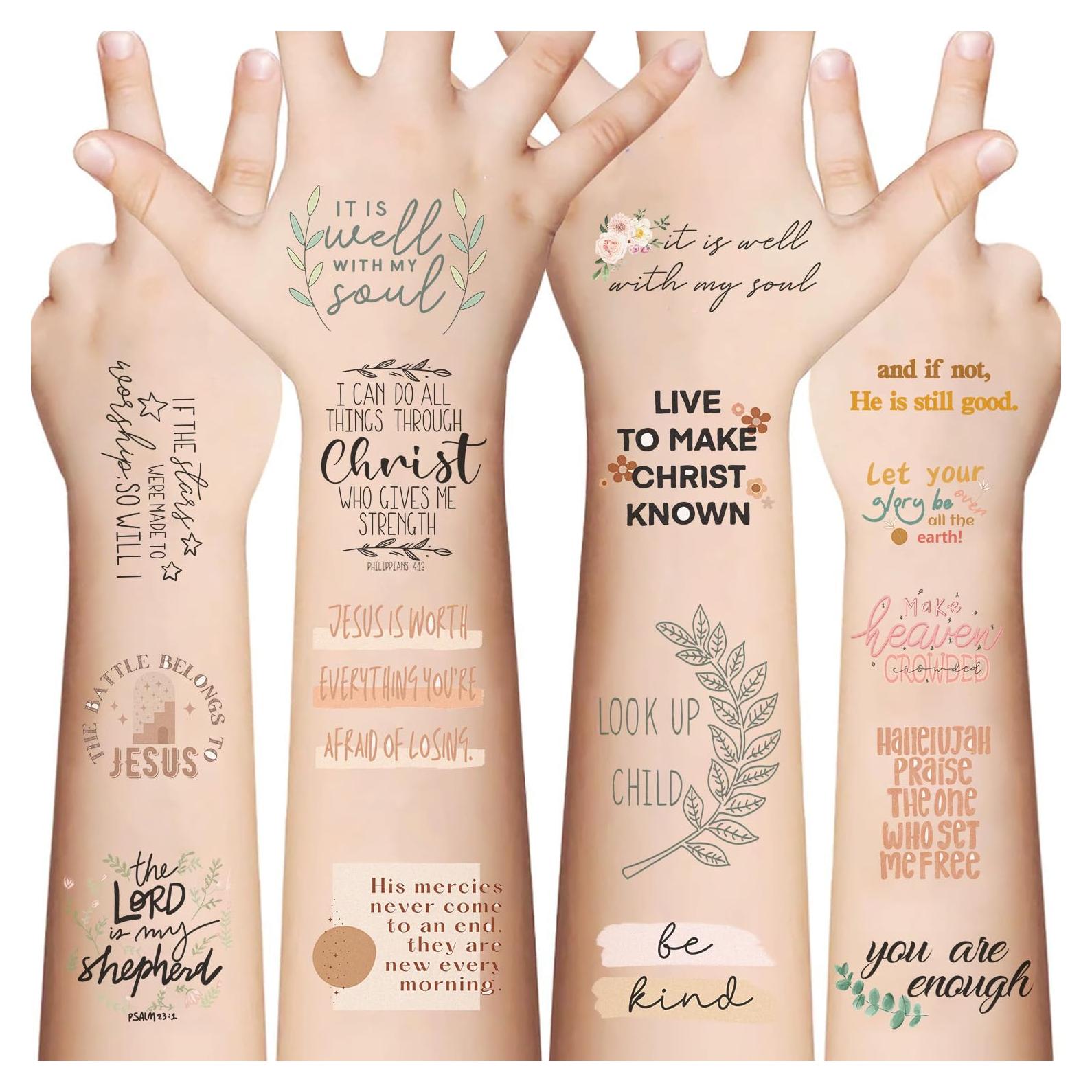 10 Hojas de Tatuajes Temporales Cristianos TOAYWANG