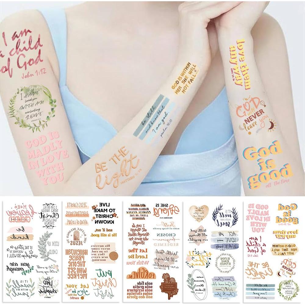 10 Hojas de Tatuajes Temporales Cristianos TOAYWANG