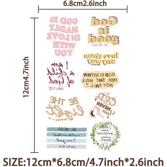 10 Hojas de Tatuajes Temporales Cristianos TOAYWANG