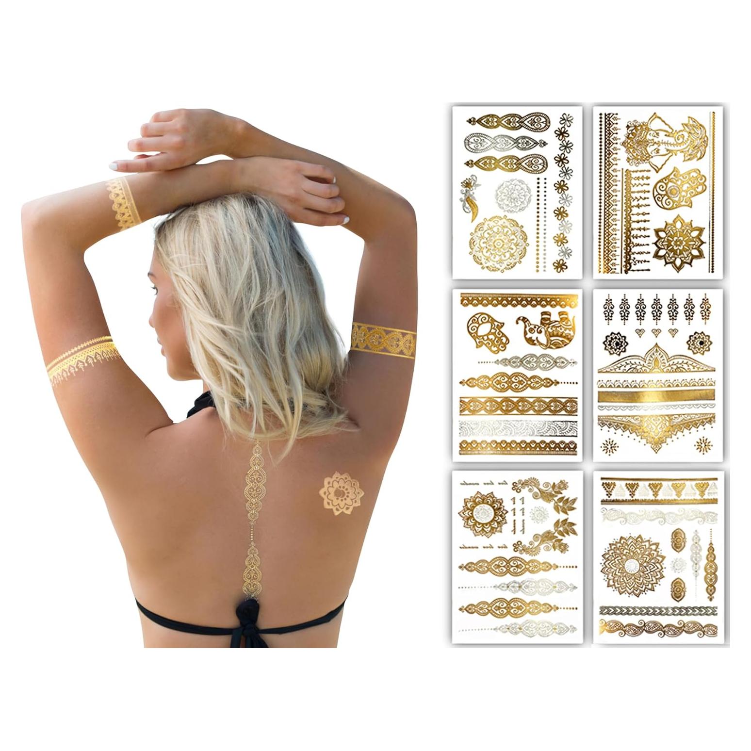 Tatuajes Temporales Metálicos Terra - 75+ Diseños Impermeables