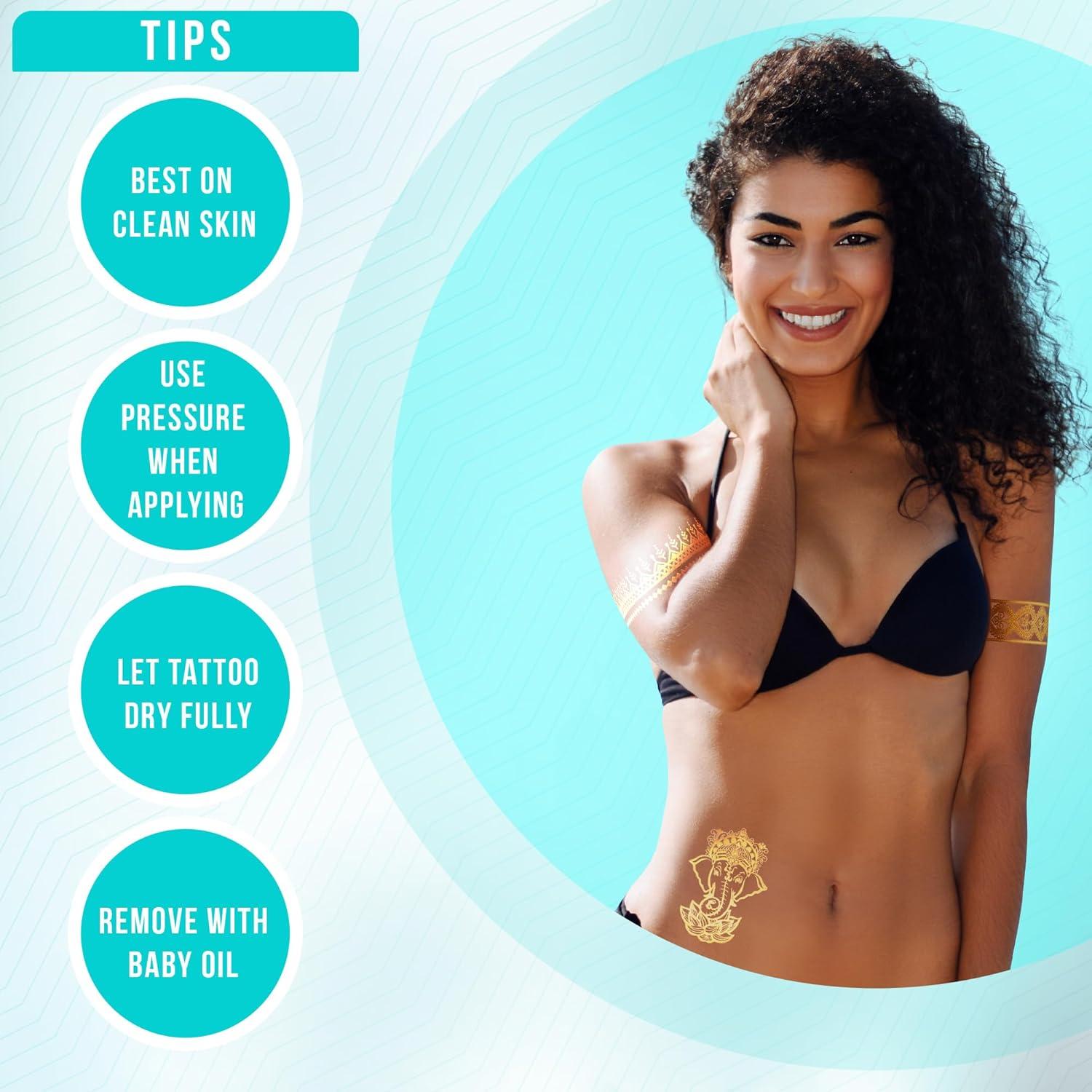 Tatuajes Temporales Metálicos Terra - 75+ Diseños Impermeables