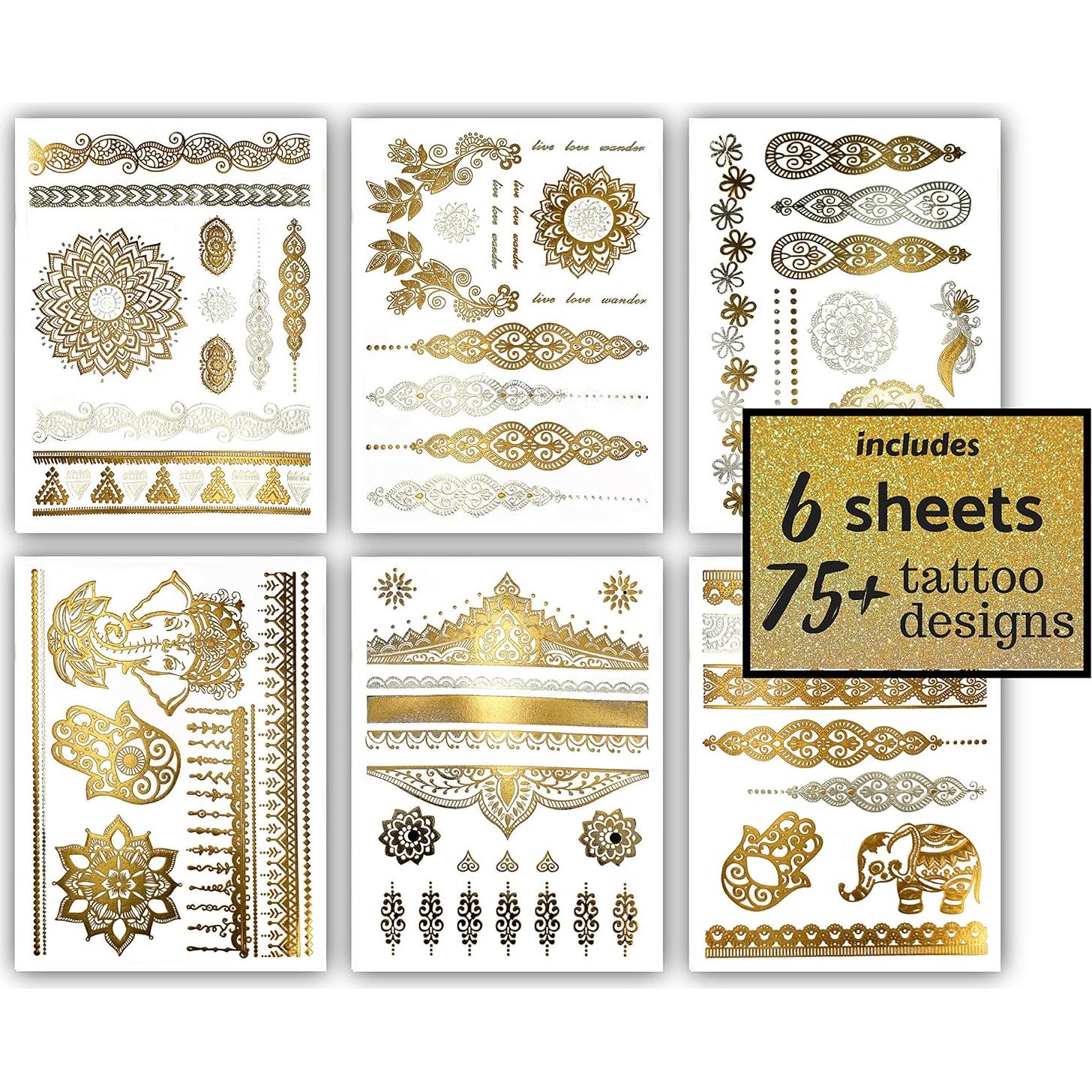 Tatuajes Temporales Metálicos Terra - 75+ Diseños Impermeables