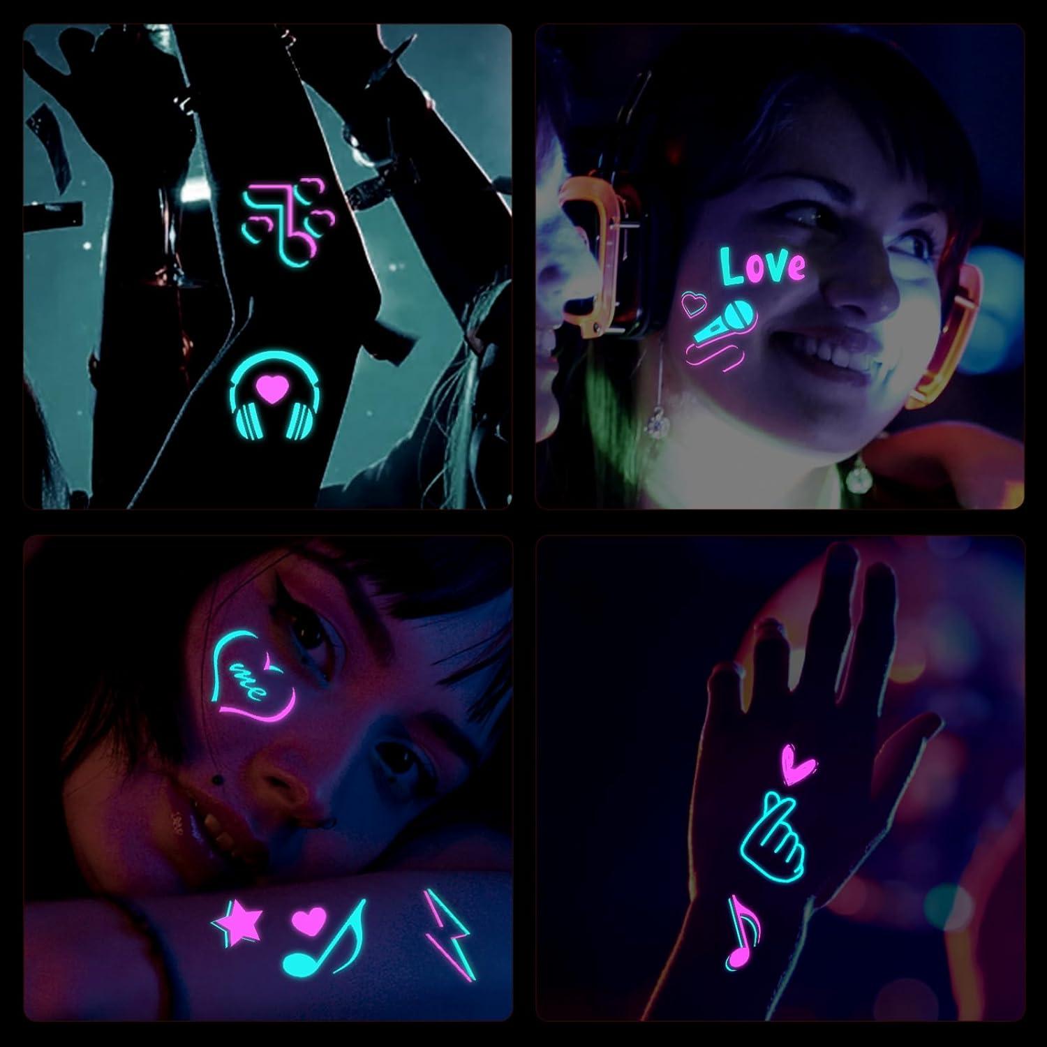 Tatuajes Temporales Brillantes Konsait - 10 Hojas Musicales