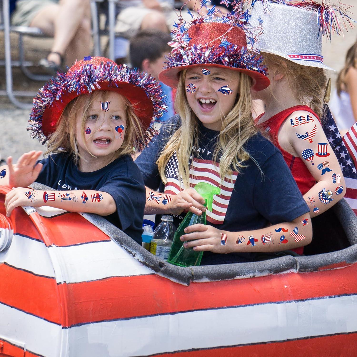 Tatuajes Temporales Patrióticos 106 Pcs Huskein 4 de Julio