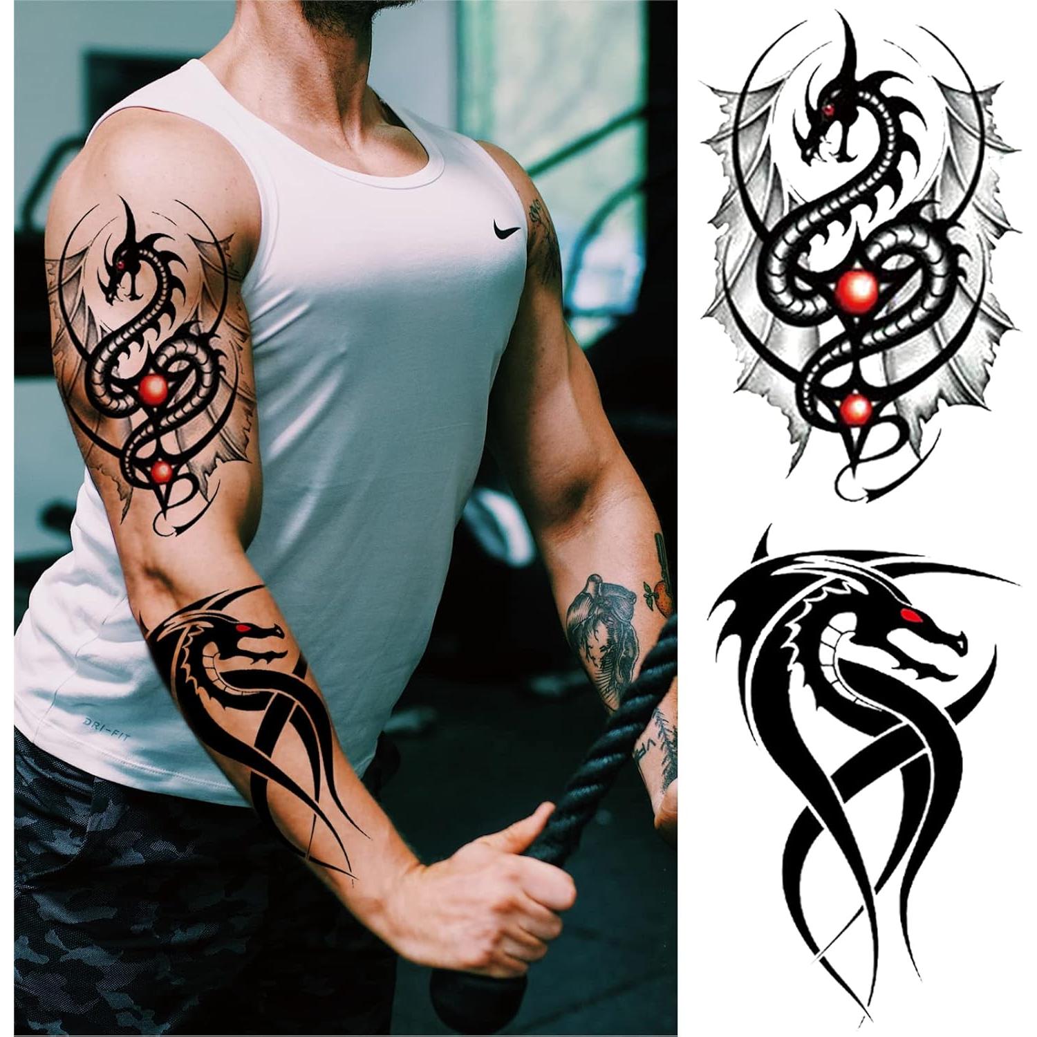 Tatuaje Temporal Dragón Briyhose - 8 Hojas Impermeables