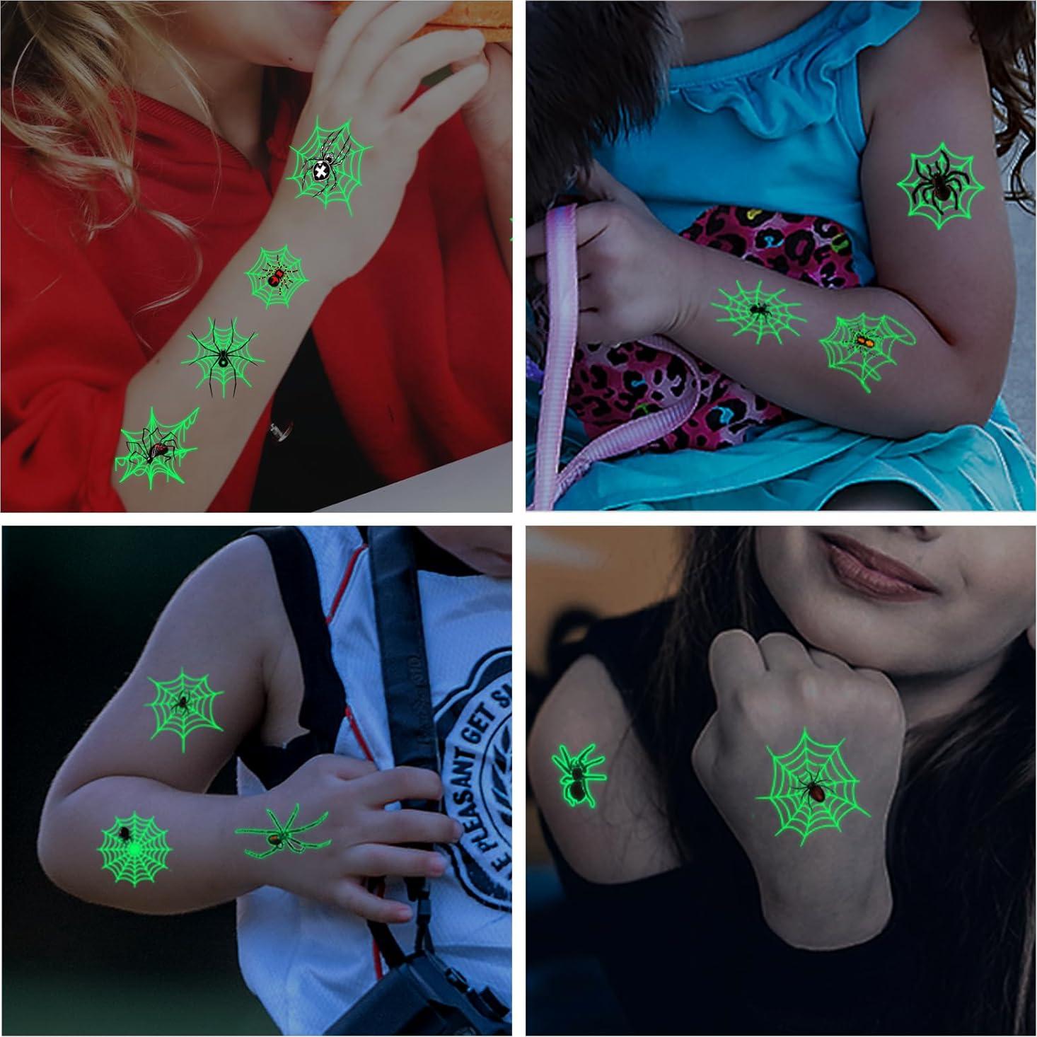 Tatuajes Temporales Luminiscentes Araña Halloween Awinmay - 10 Hojas