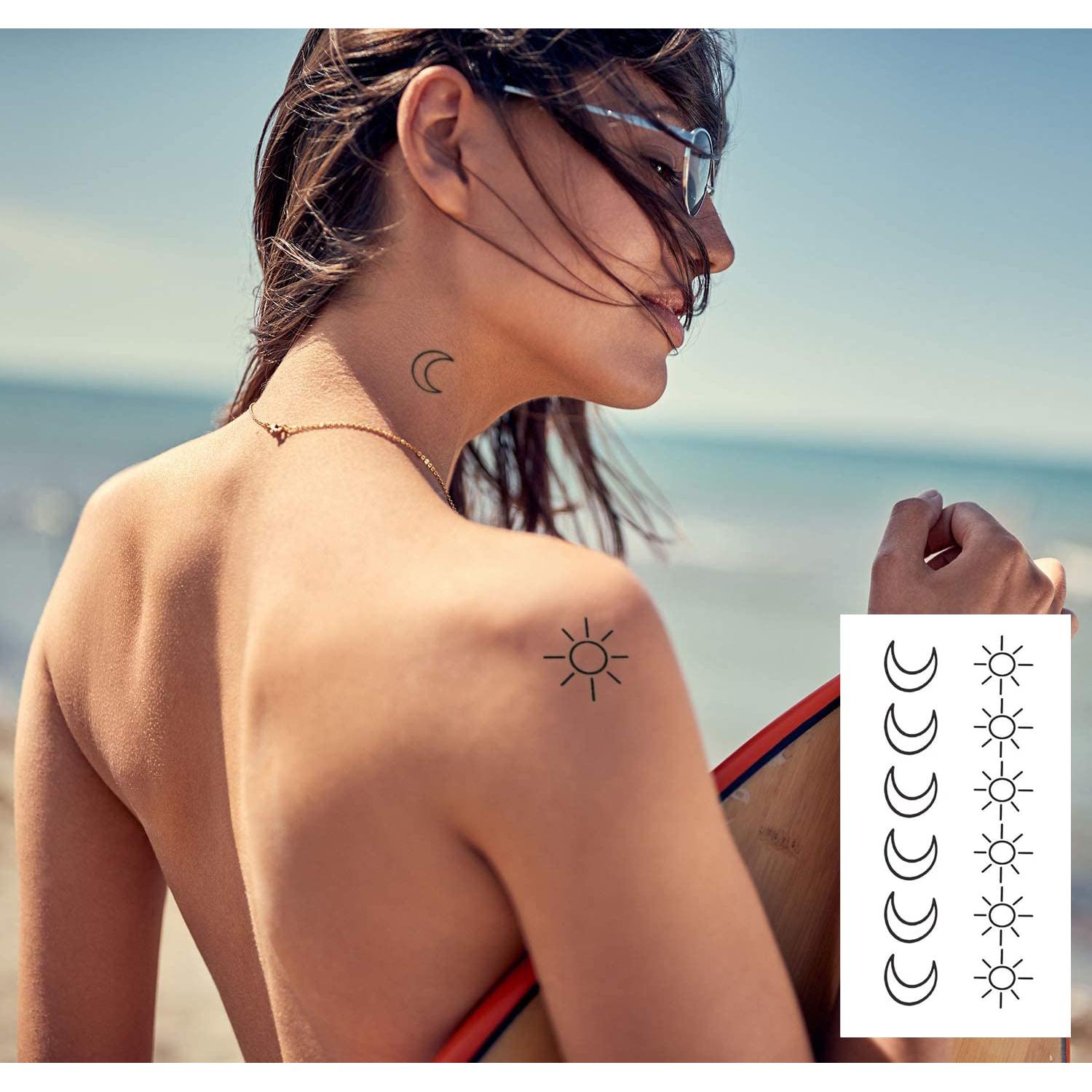 36 Tatuajes Temporales de Sol y Luna FATHER.SON 10.5x6cm