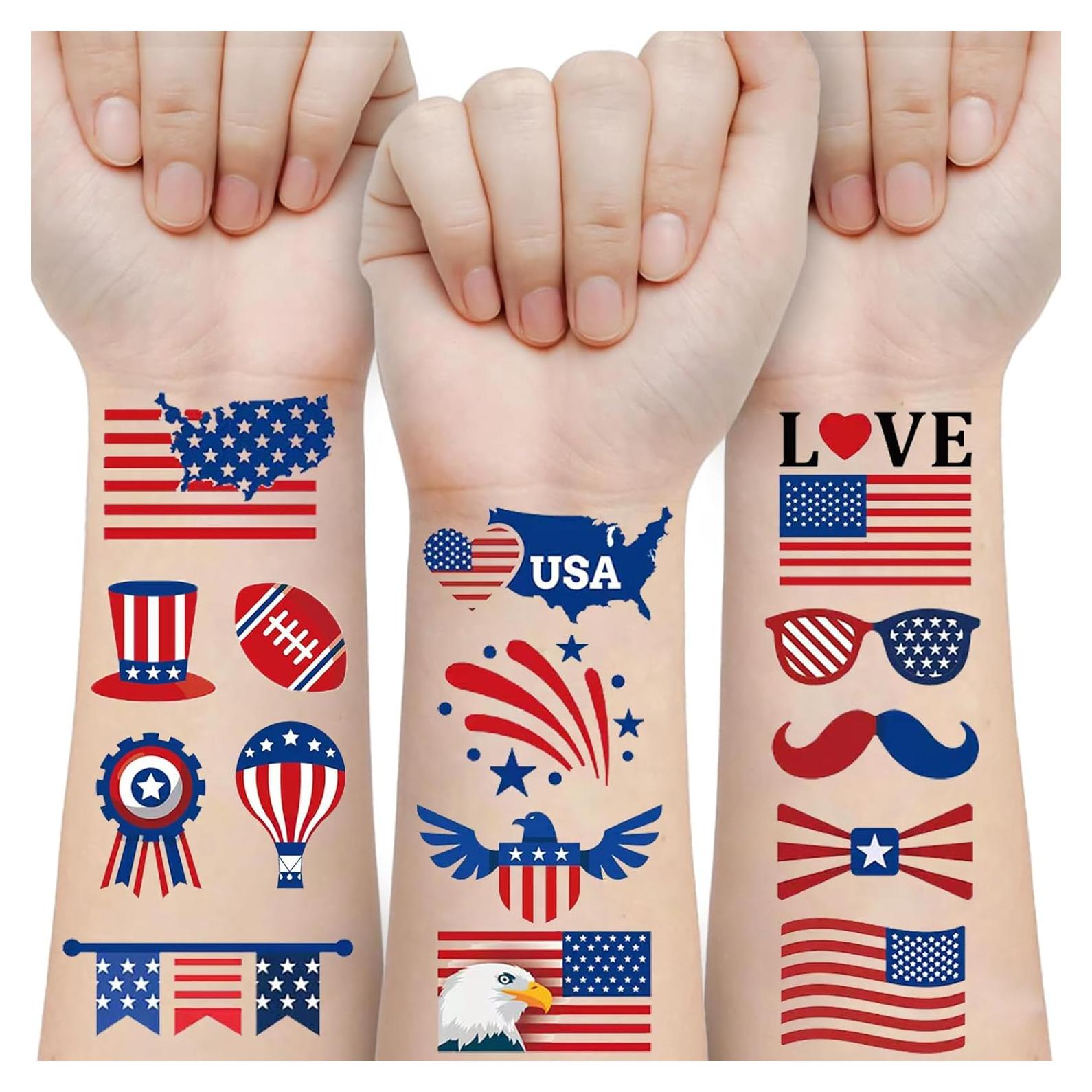 Tatuajes Temporales Patrióticos Felico 90pcs 4 de Julio