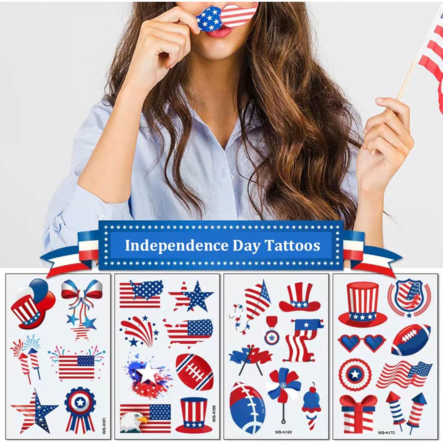 Tatuajes Temporales Patrióticos Felico 90pcs 4 de Julio