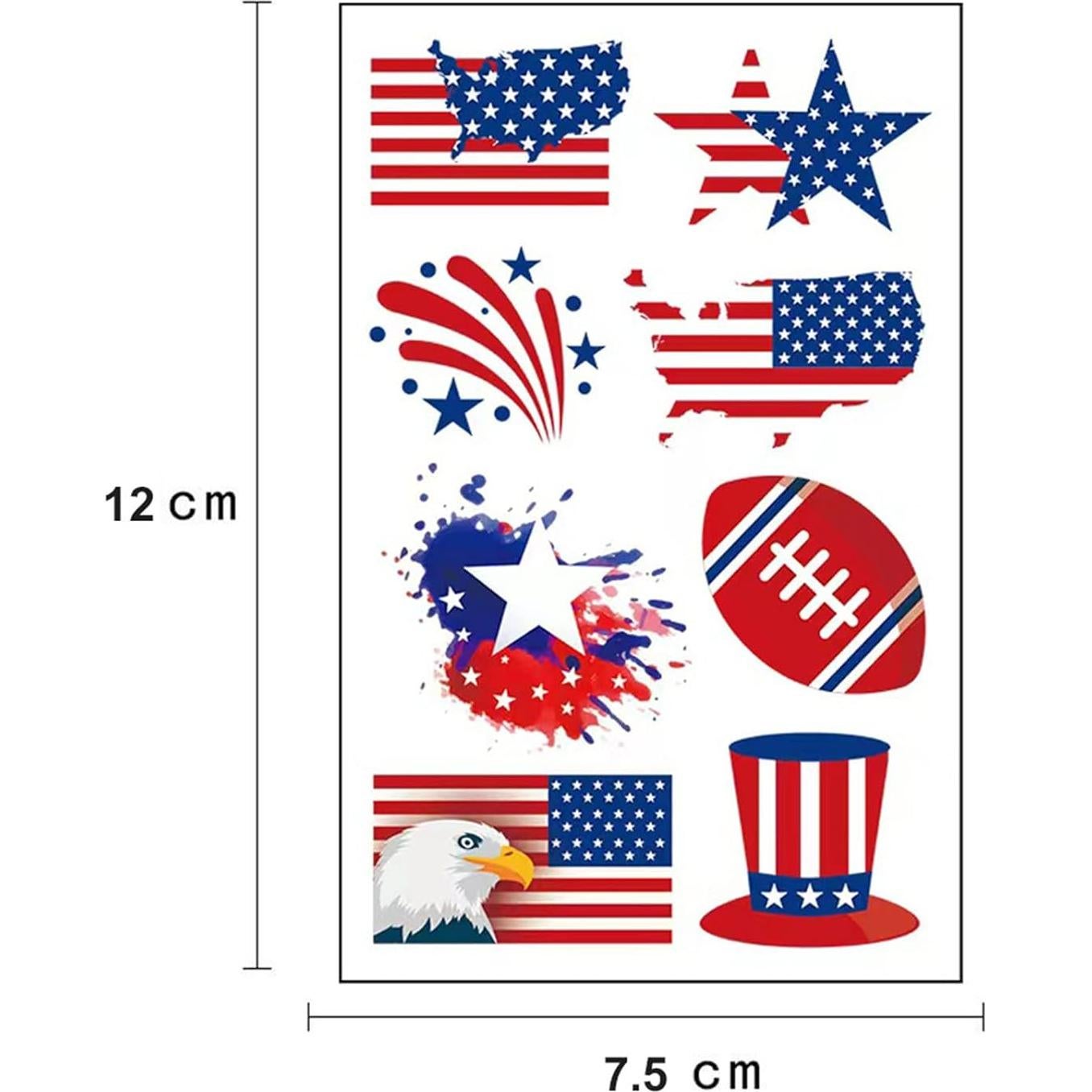 Tatuajes Temporales Patrióticos Felico 90pcs 4 de Julio