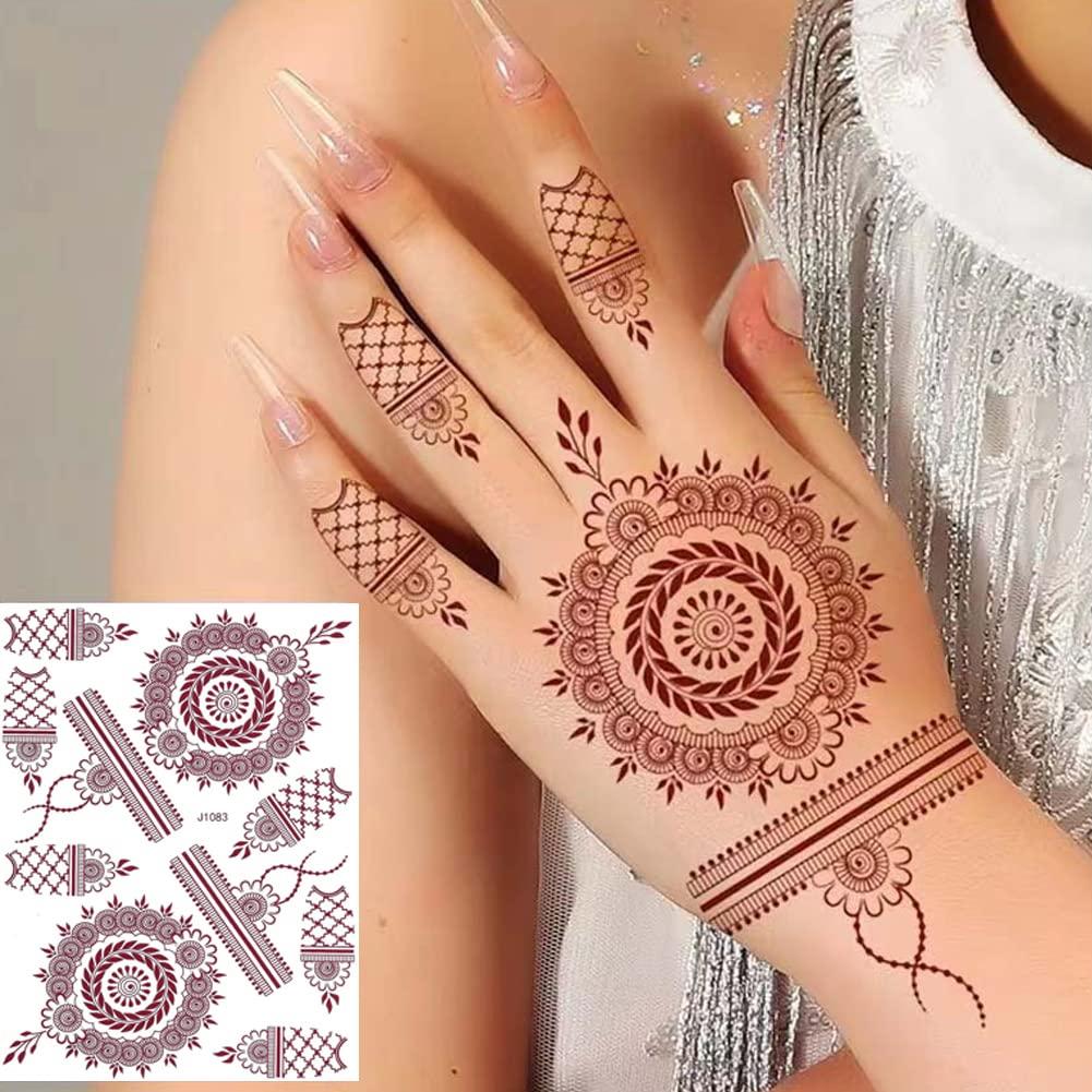 10 Hojas de Tatuajes Temporales de Henna Marrón PPVWEY