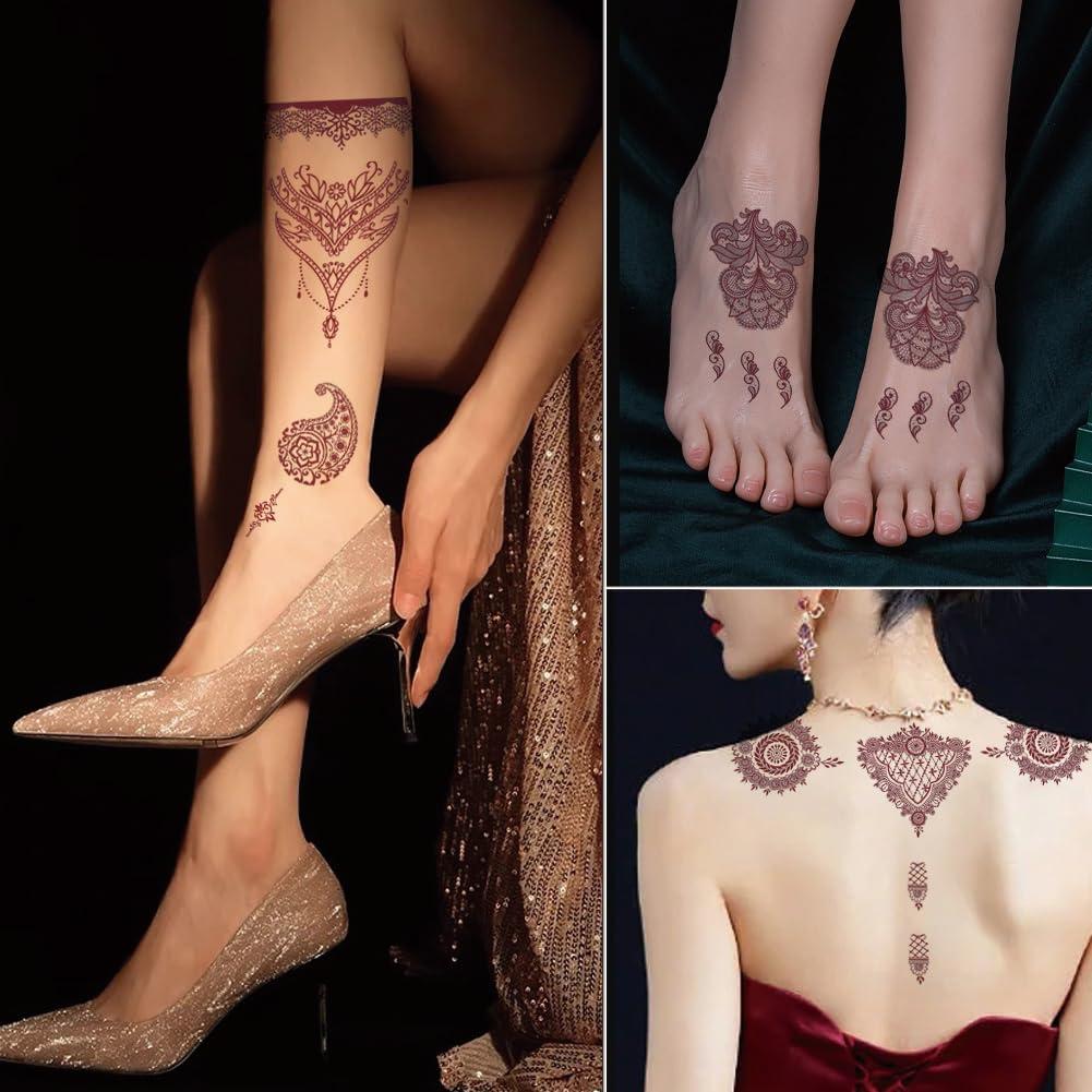 10 Hojas de Tatuajes Temporales de Henna Marrón PPVWEY