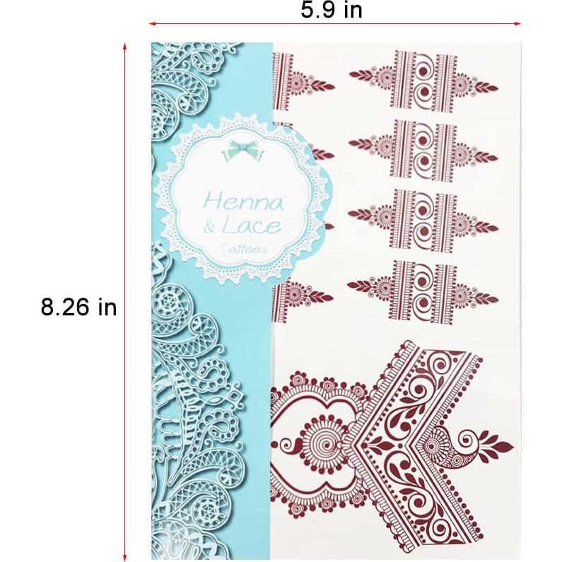 10 Hojas de Tatuajes Temporales de Henna Marrón PPVWEY