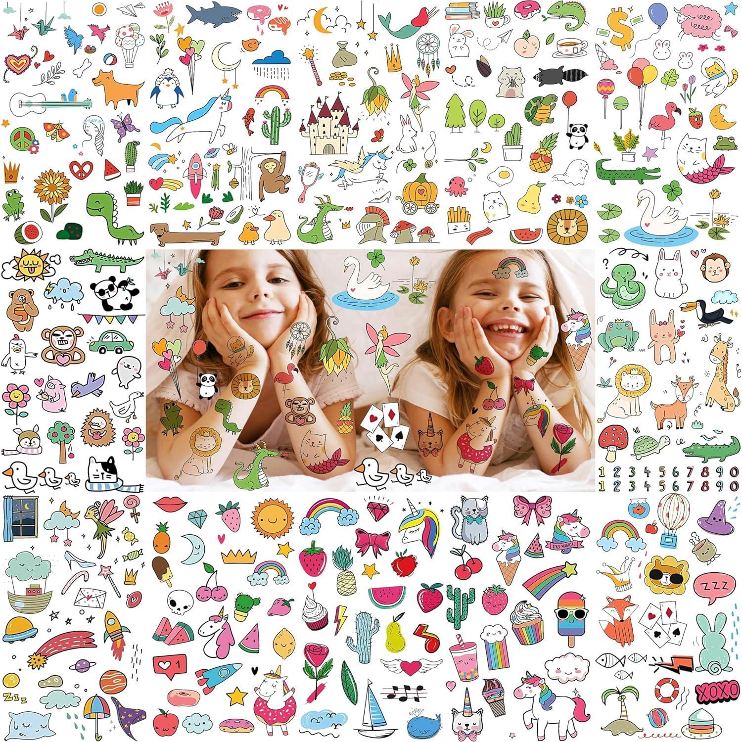 60 Hojas Tatuajes Temporales GOROMON para Niños Animales