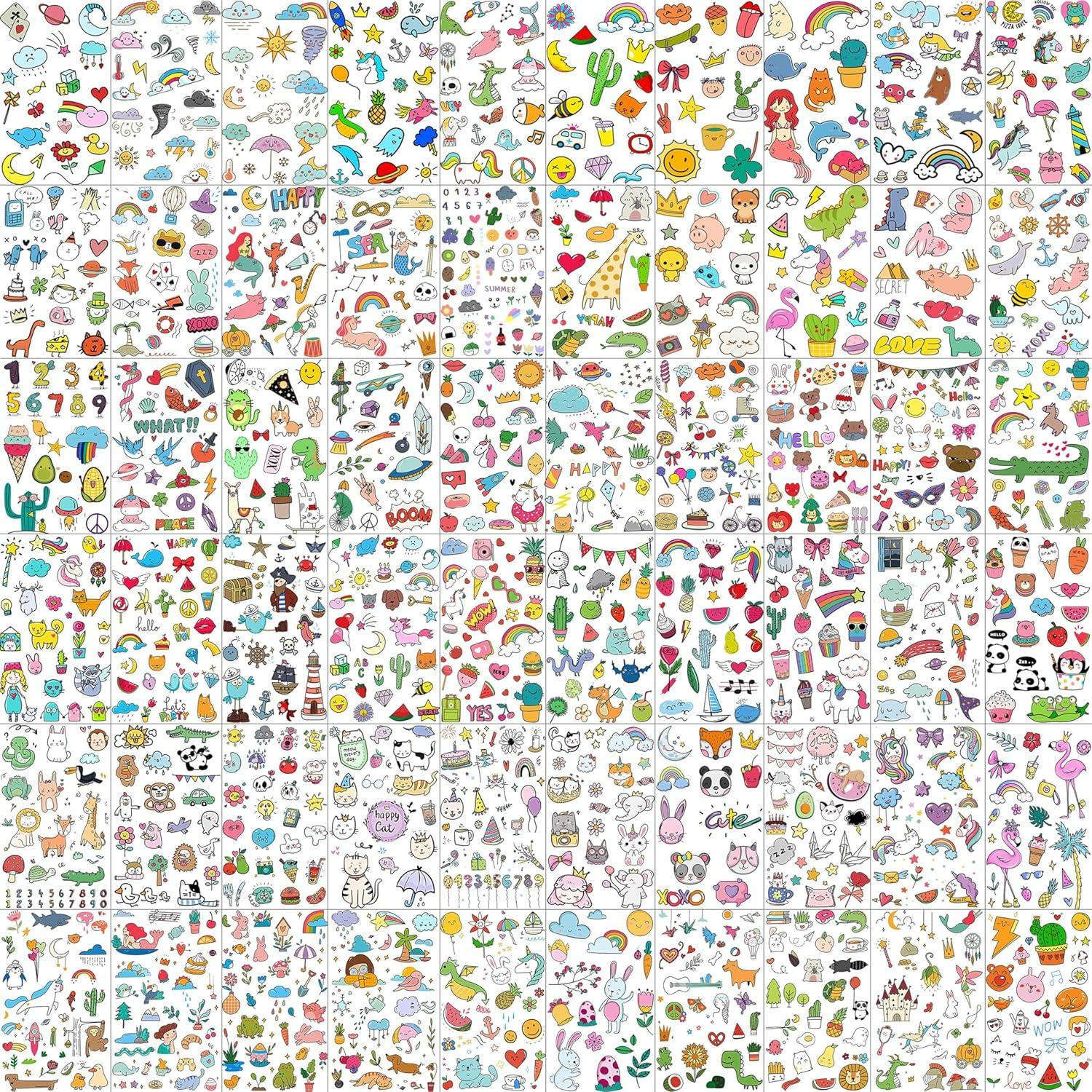 60 Hojas Tatuajes Temporales GOROMON para Niños Animales