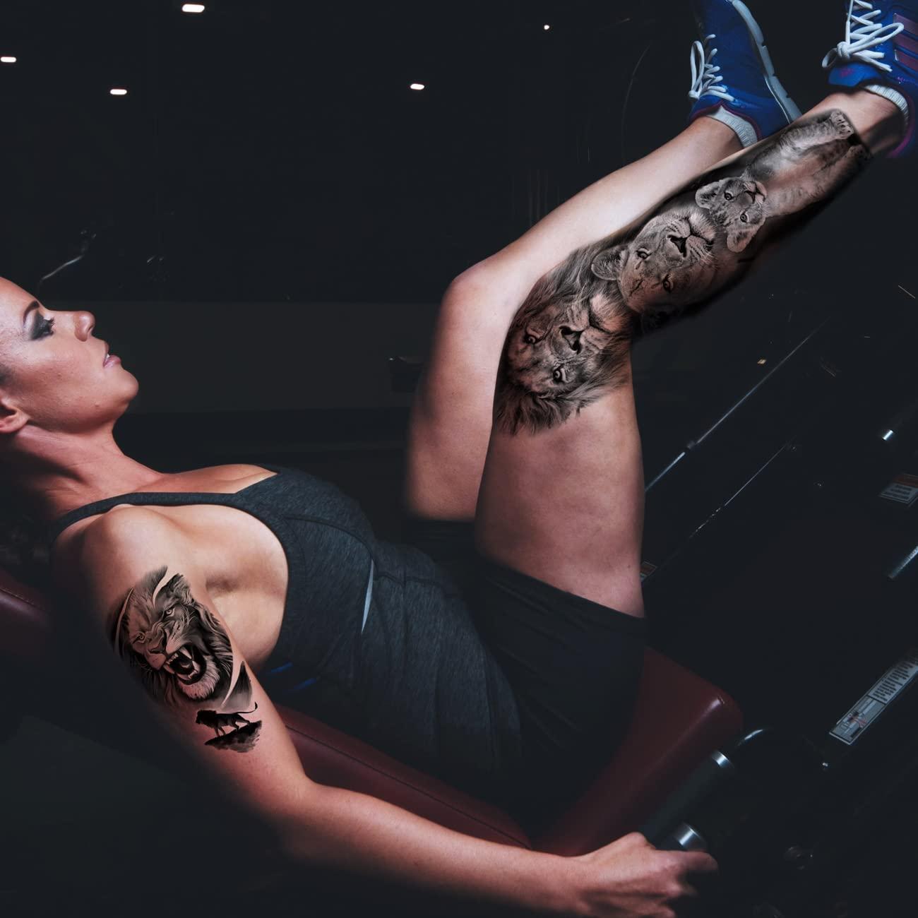 Calcomanías Tatuajes Temporales León y Tigre 9 Hojas