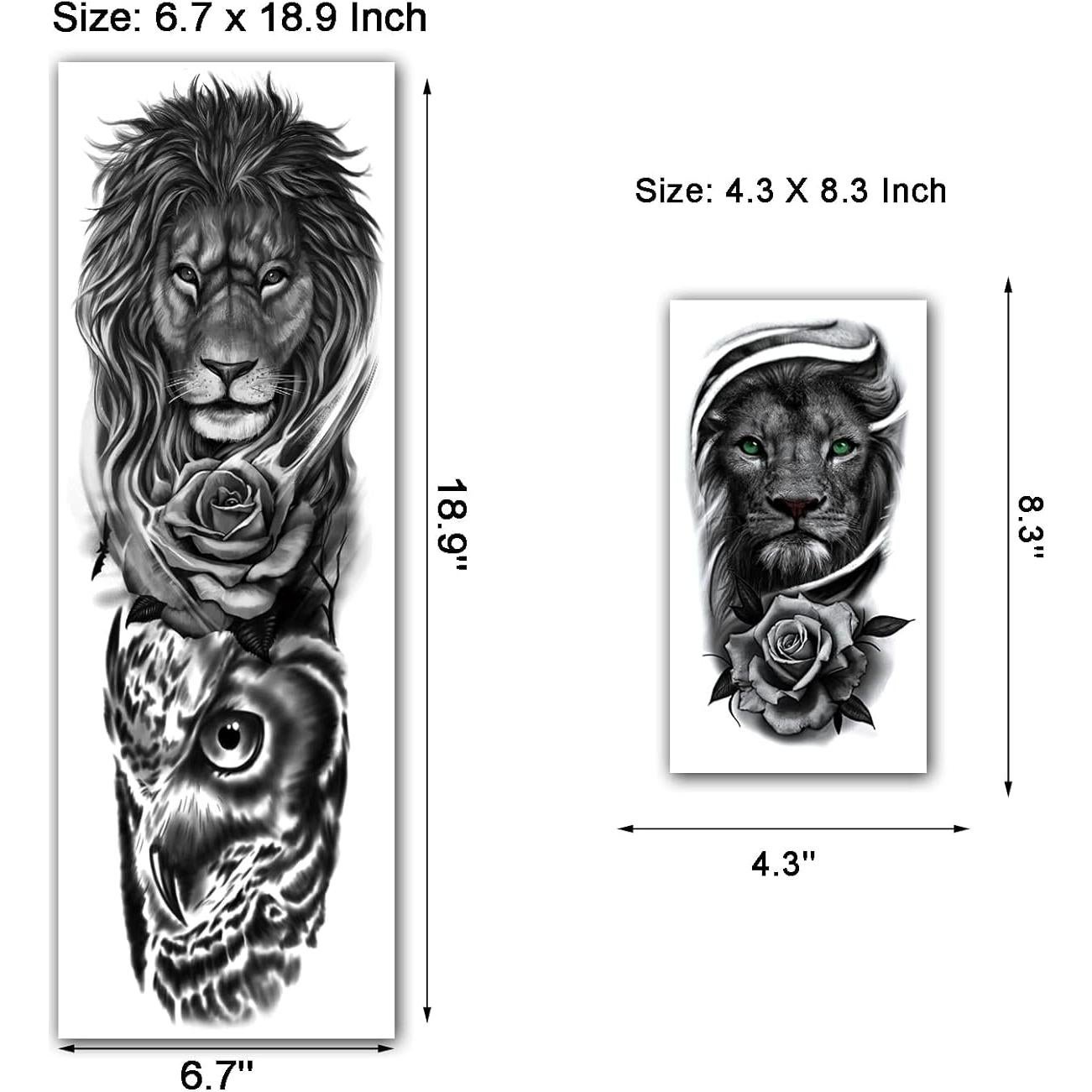 Calcomanías Tatuajes Temporales León y Tigre 9 Hojas