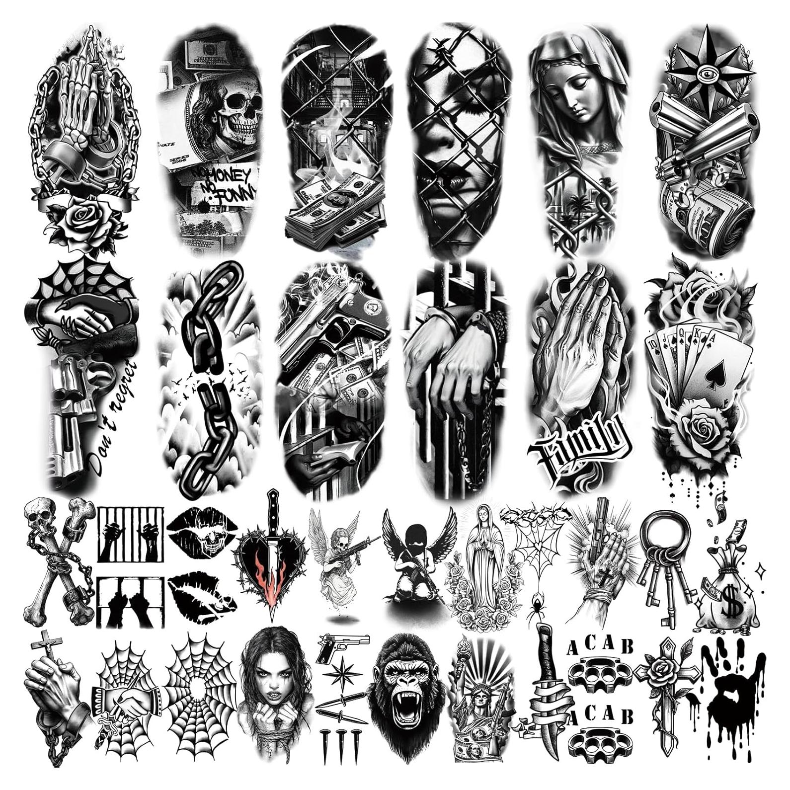 77 Hojas Tatuajes Temporales Weipbwor Calaveras y Más