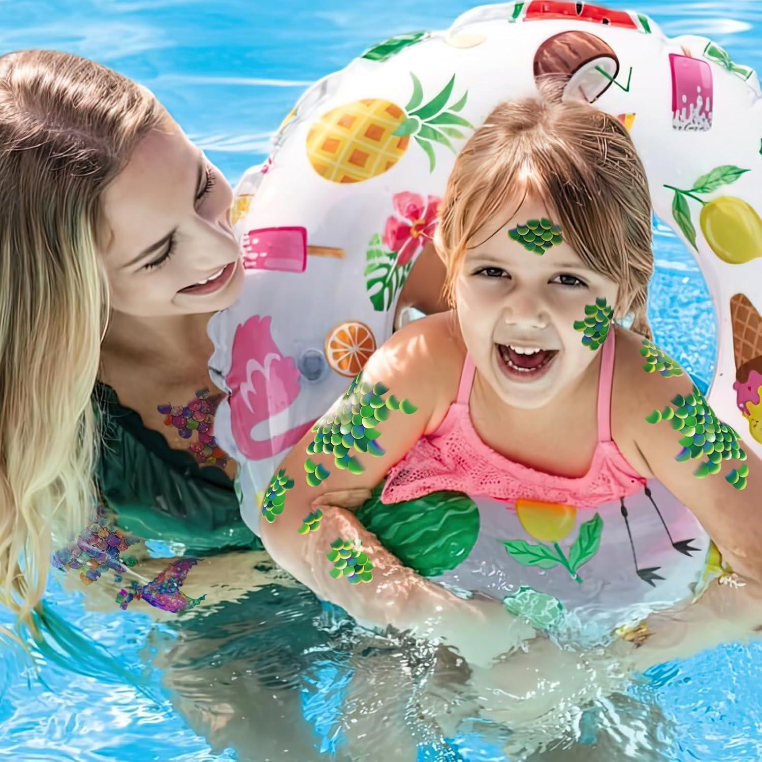 Calcomanías Temporales de Escamas de Sirena Tyndallrays - 12 Hojas