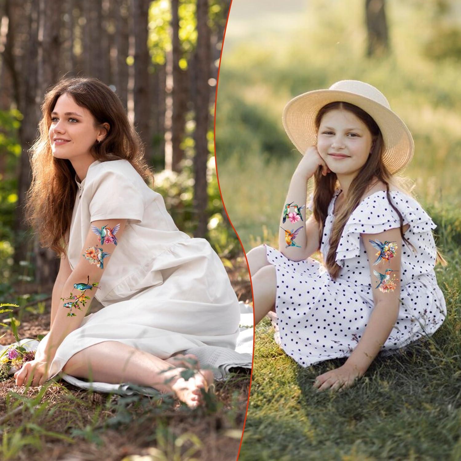 Tatuajes Temporales Acuarela Colibrí - 200 Stickers Lovarywow