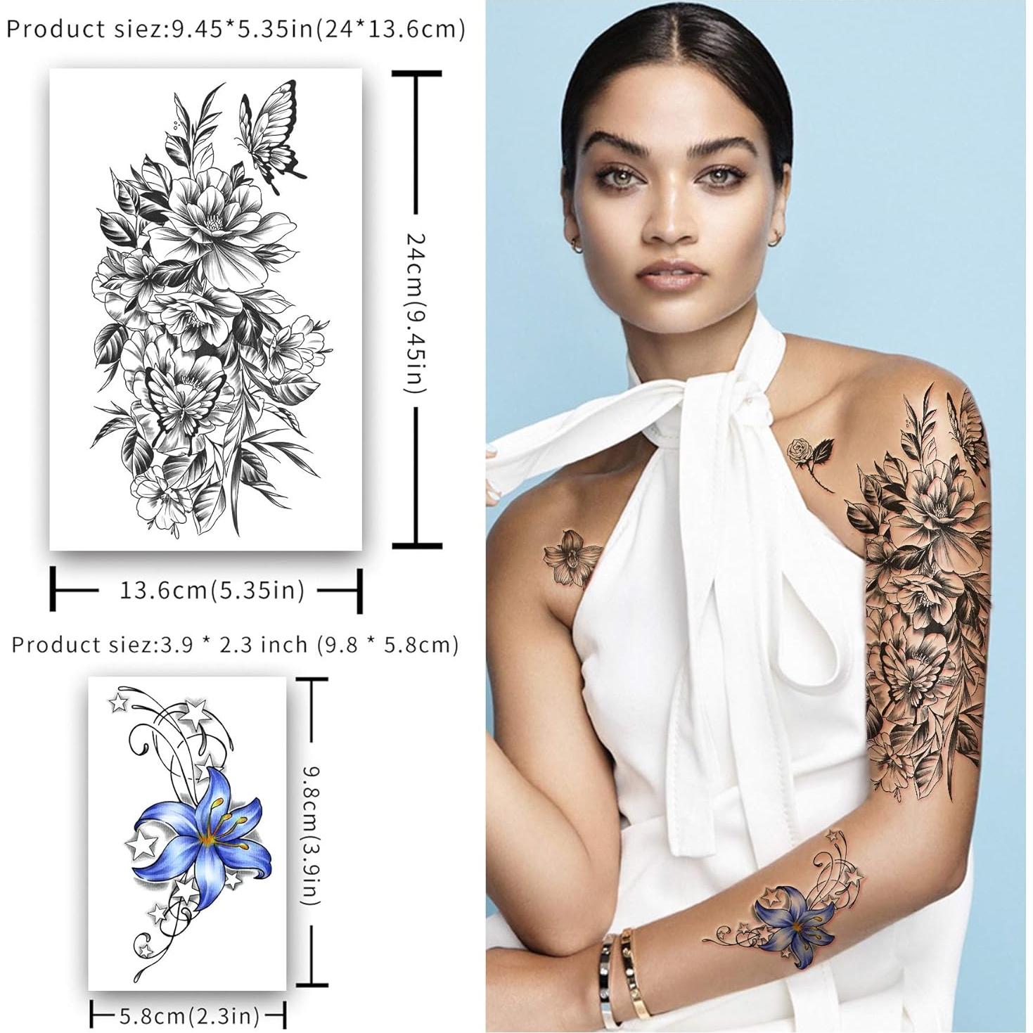 Tatuajes Temporales Impermeables Yazhiji - 40 Hojas Flores