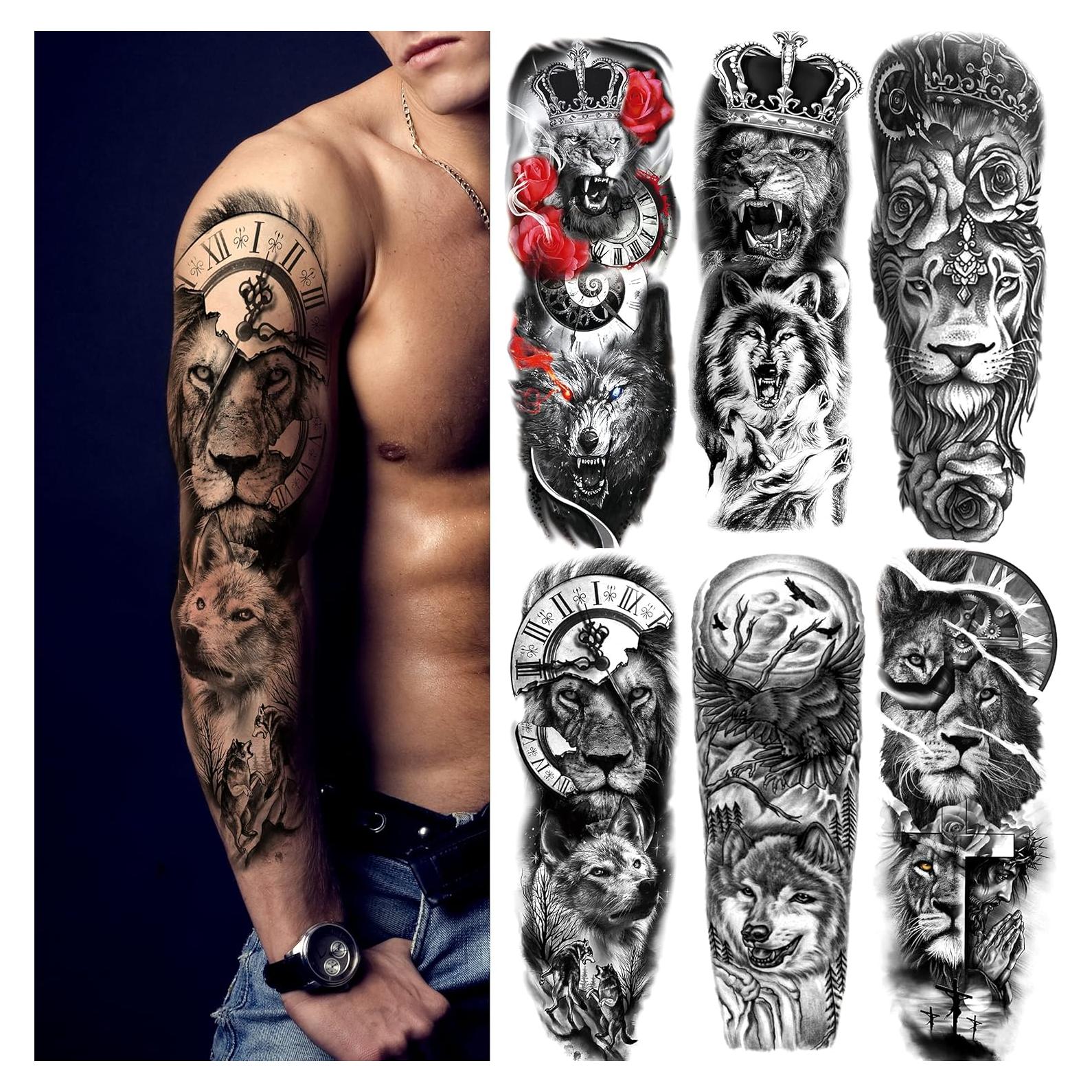 6 Hojas Tatuajes Temporales Realistas KOTBS Animales 17x45cm