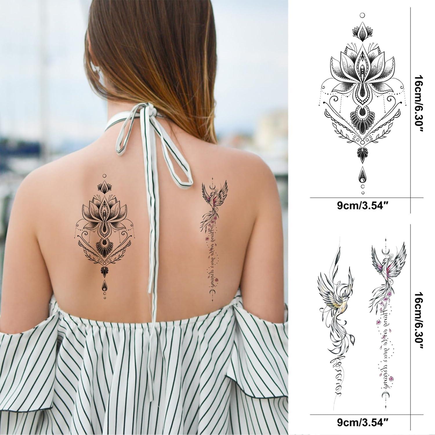 Tatuaje Temporal Flor Negra Briyhose 15 Hojas 16x9 cm