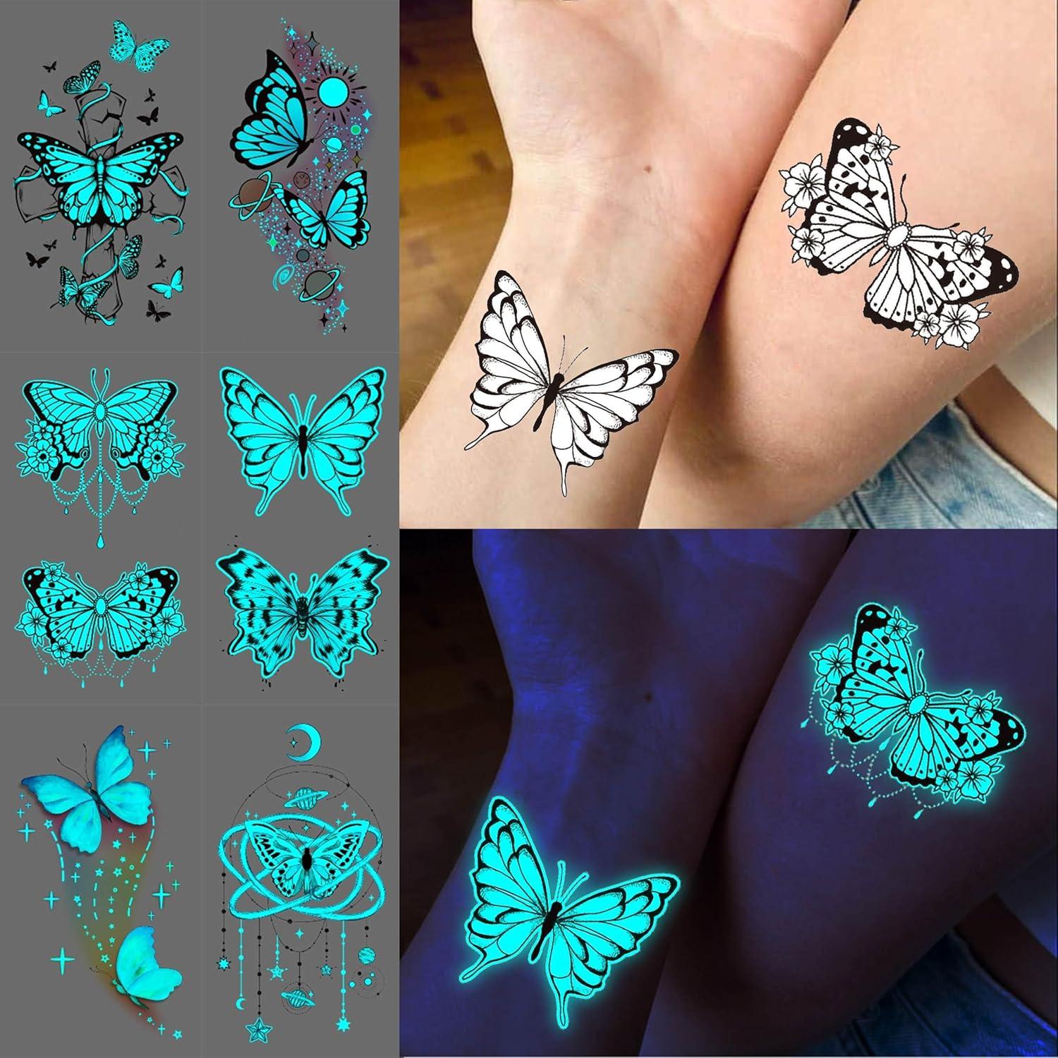 Tatuajes Temporales Brillantes TASROI 15 Hojas 3D Luminiscentes