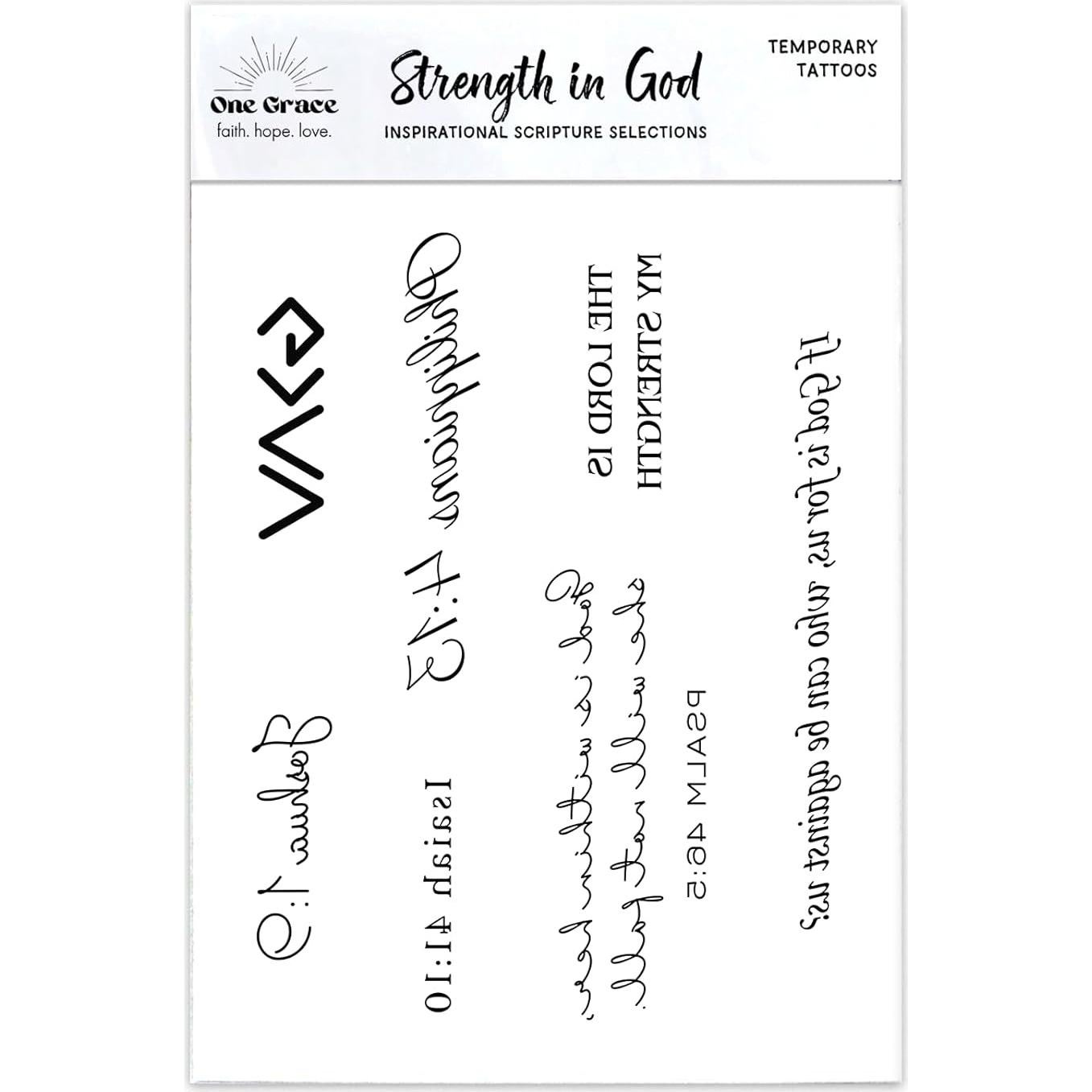 Tatuajes Temporales Cristianos One Grace - Escrituras Motivacionales