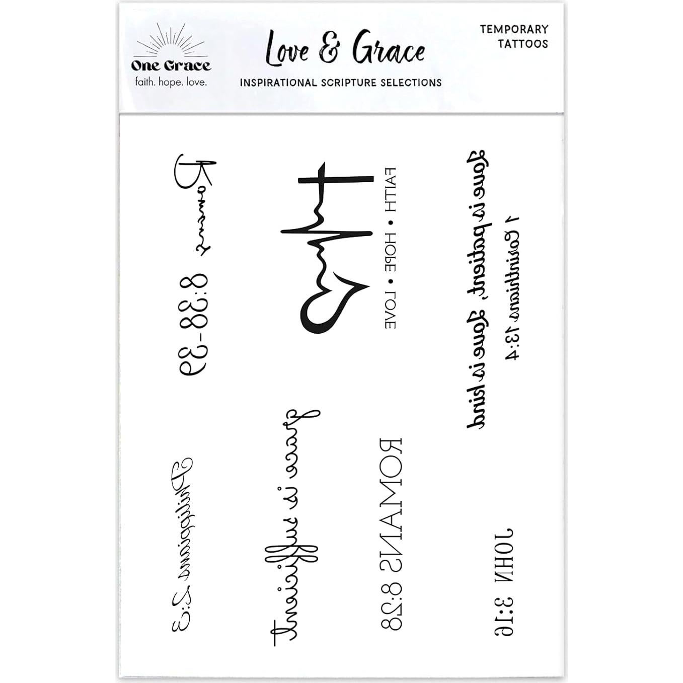 Tatuajes Temporales One Grace - Escrituras Motivacionales
