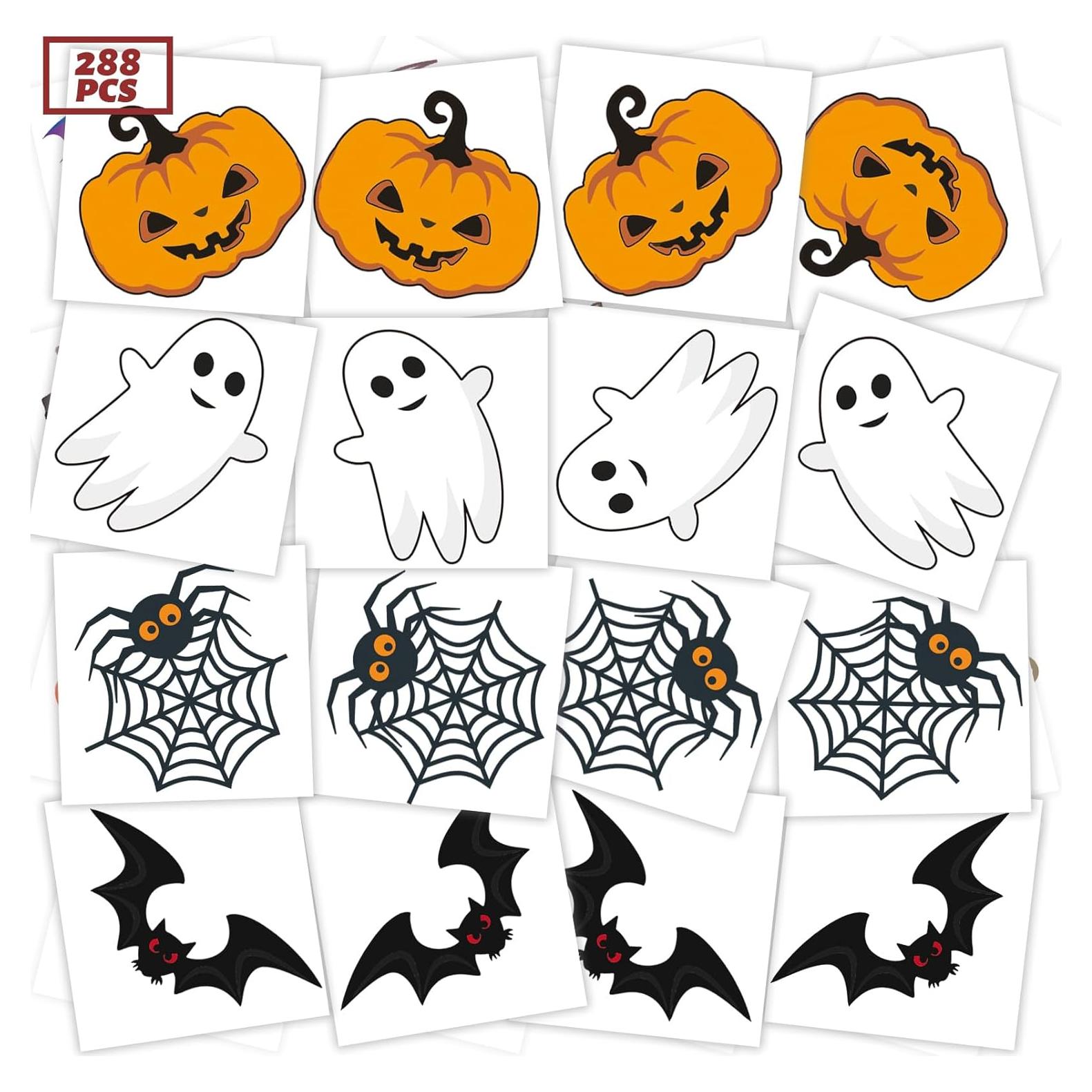 288 Tatuajes Temporales Halloween Niños - 39 Diseños Divertidos