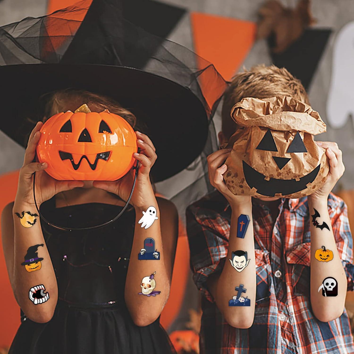 288 Tatuajes Temporales Halloween Niños - 39 Diseños Divertidos