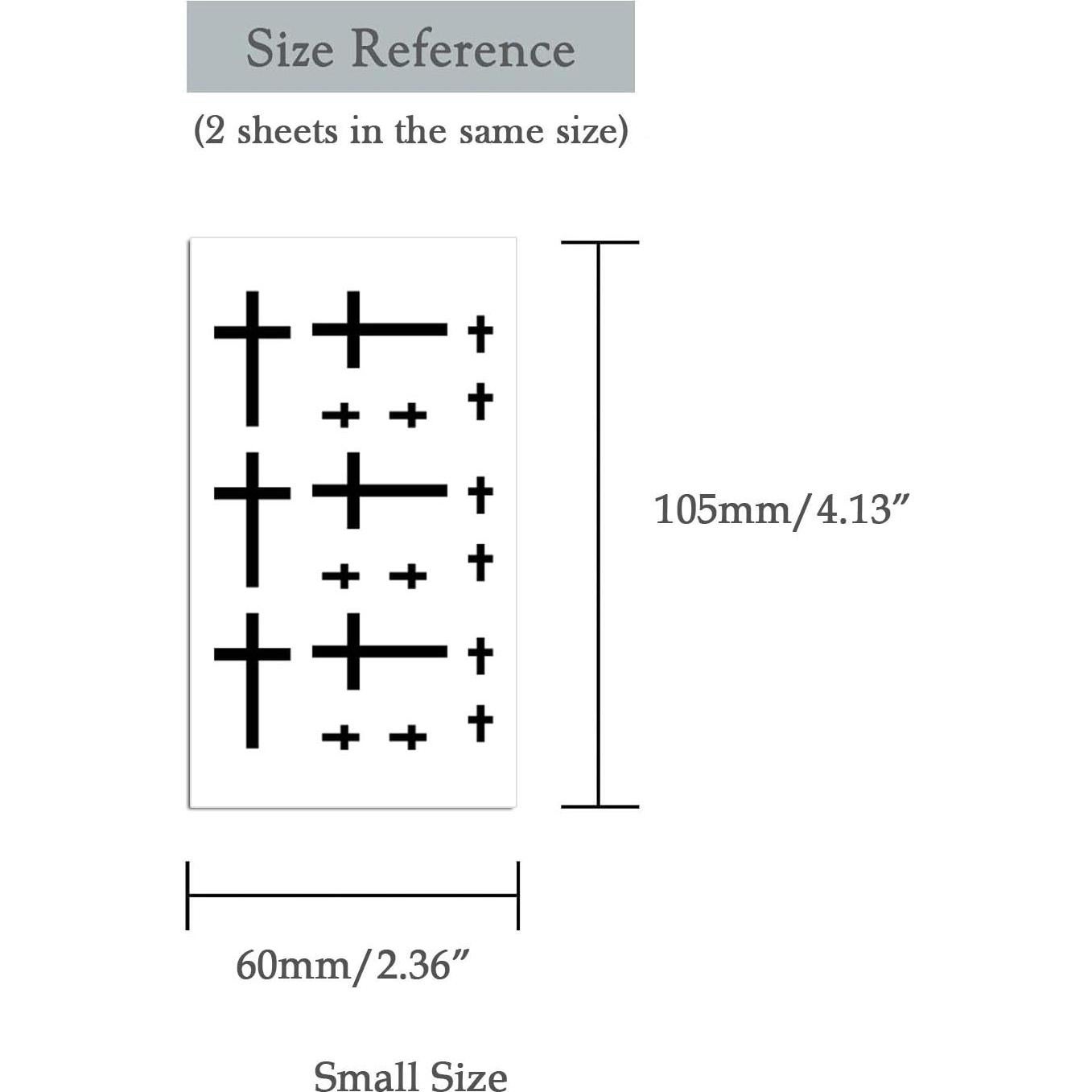 Tatuaje Temporal Cruz Dedo Oottati - Juego de 2, 10.5x6 cm