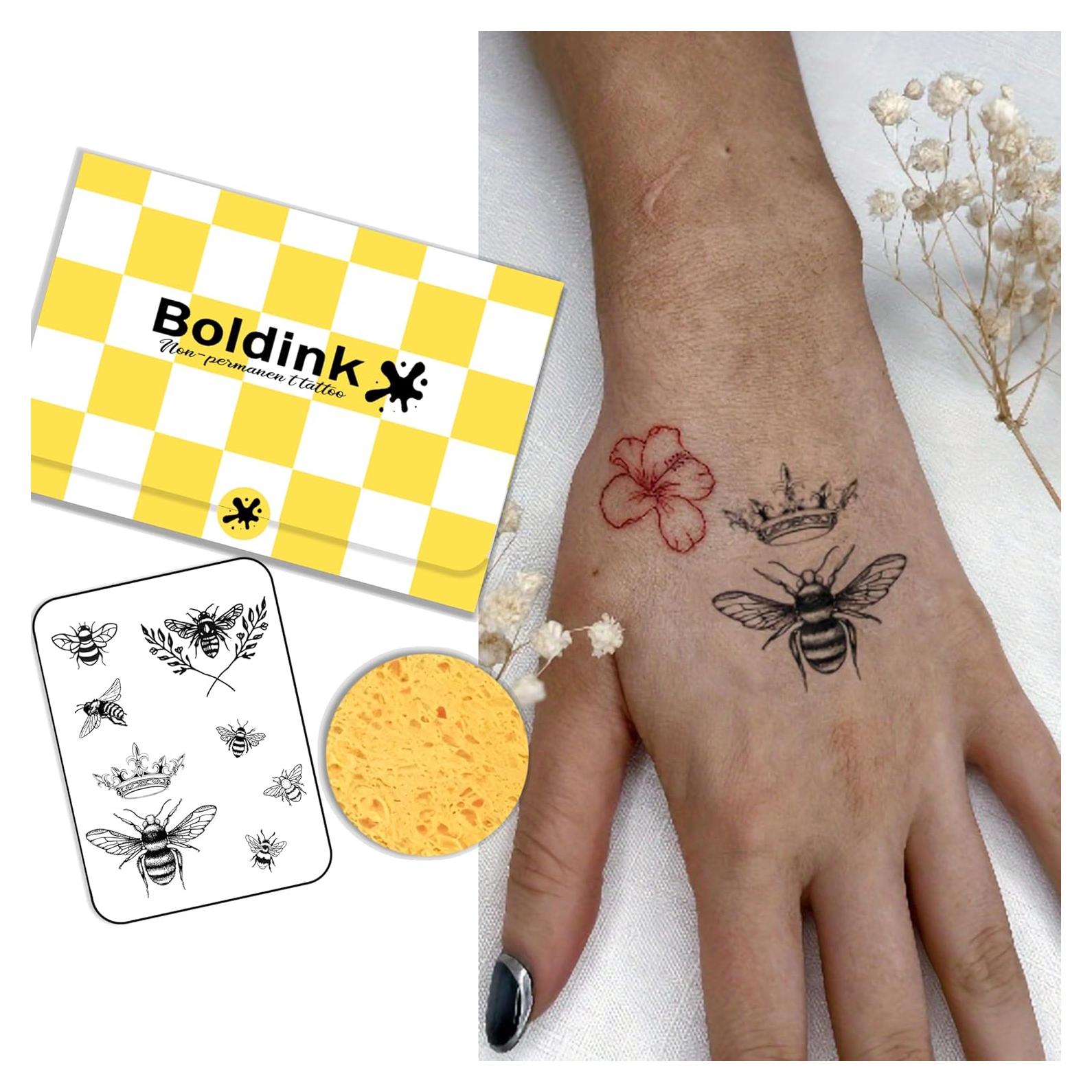 Tatuajes Semipermanentes Boldink Abejas 10x7cm - A Prueba de Agua