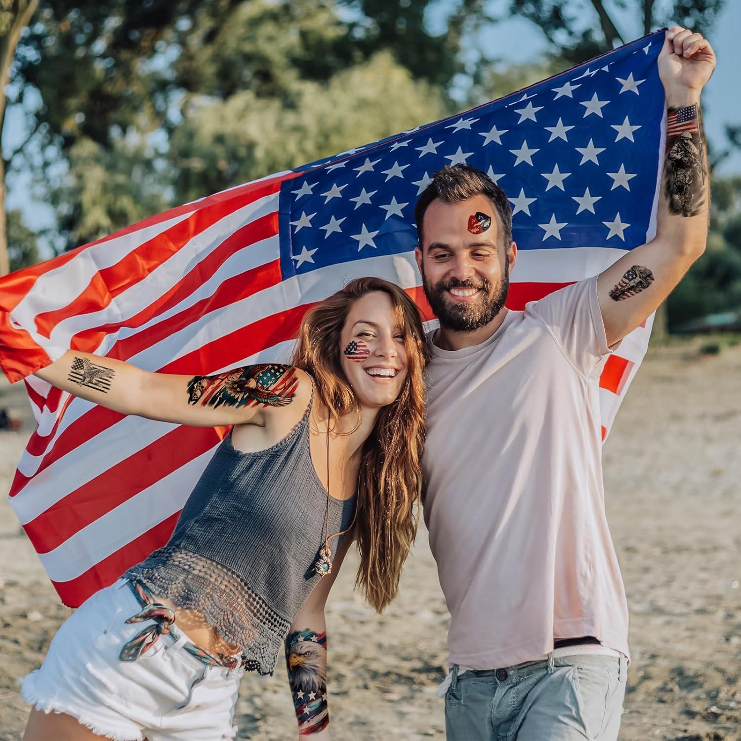 77 Hojas Tatuajes Temporales Patrióticos Atydkug - Día de la Independencia