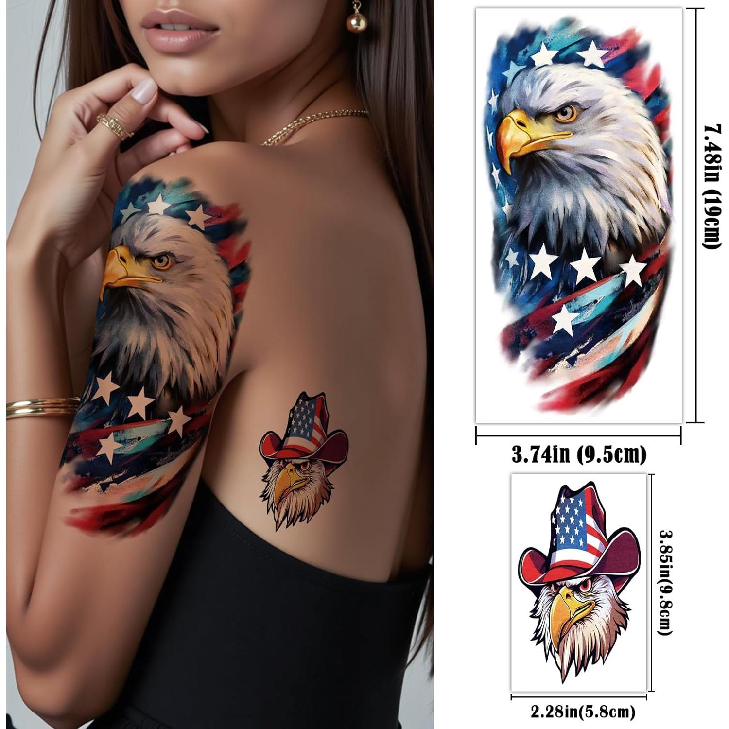 77 Hojas Tatuajes Temporales Patrióticos Atydkug - Día de la Independencia