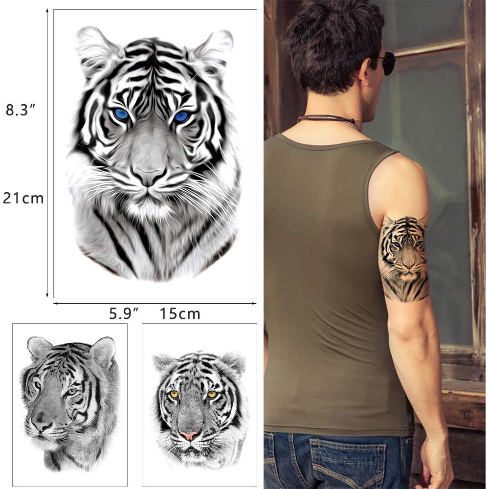 Tatuajes Temporales Tigre y León Glaryyears - 6 Hojas Impermeables