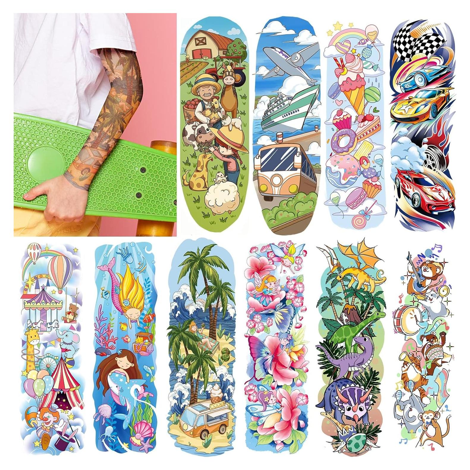 Mangas de Tatuaje Temporales EMOME para Niños - 66 Hojas