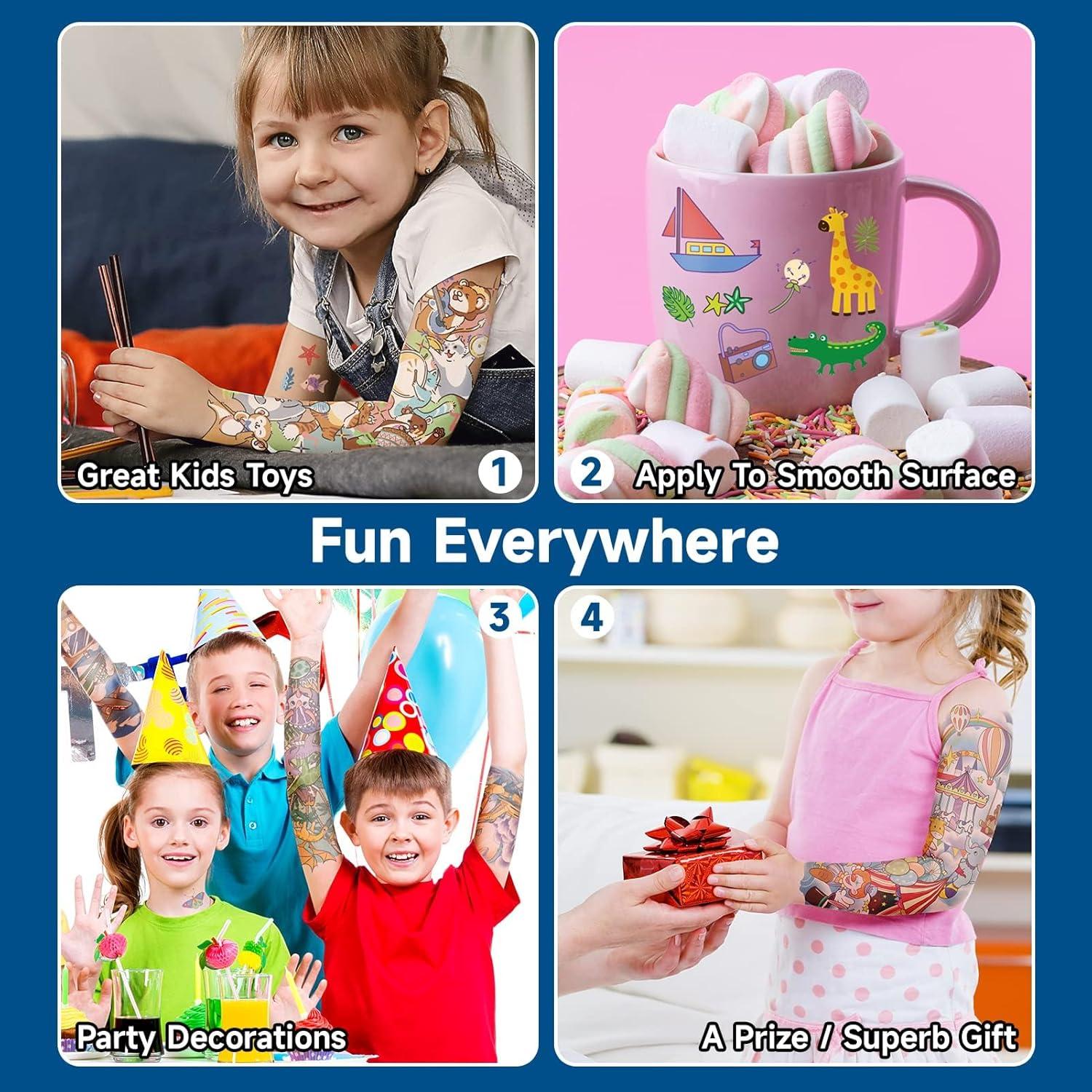 Mangas de Tatuaje Temporales EMOME para Niños - 66 Hojas