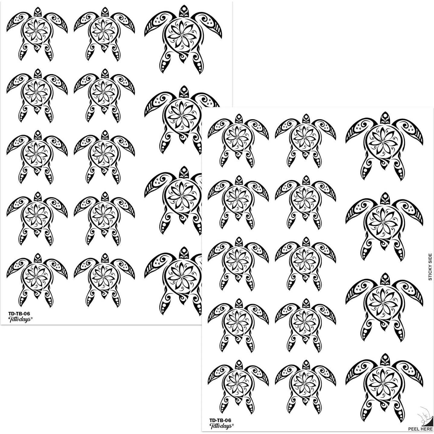 Tatuajes Temporales Tortugas Maorí Tribal 30 Piezas