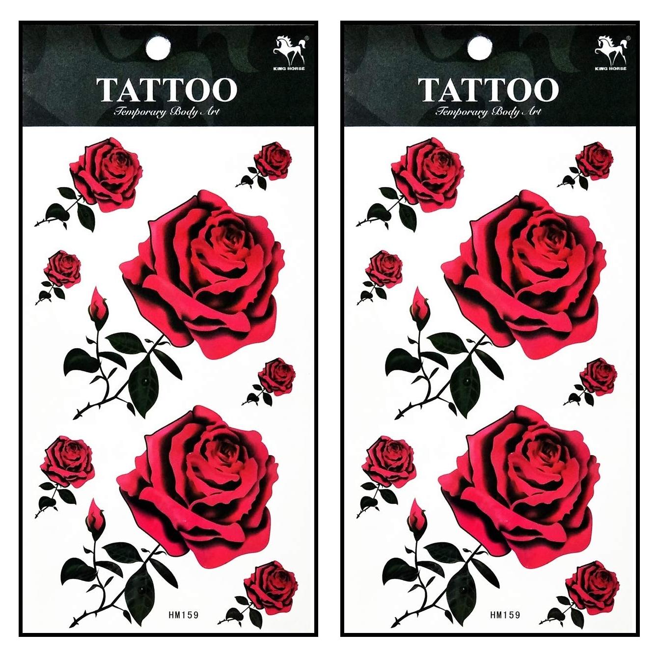 Tatuajes Temporales Rareeasy Flores Rojas 3D para Cuerpo